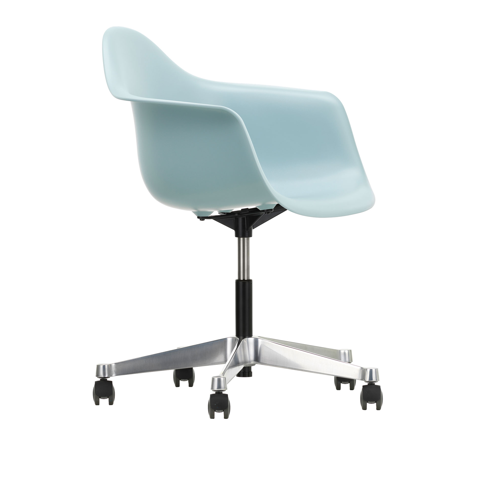 Vitra - Eames Plastic Armchair PACC - 23 Ice Grey - Castors Hard - Skrivbordsstolar - Charles & Ray Eames - Grå