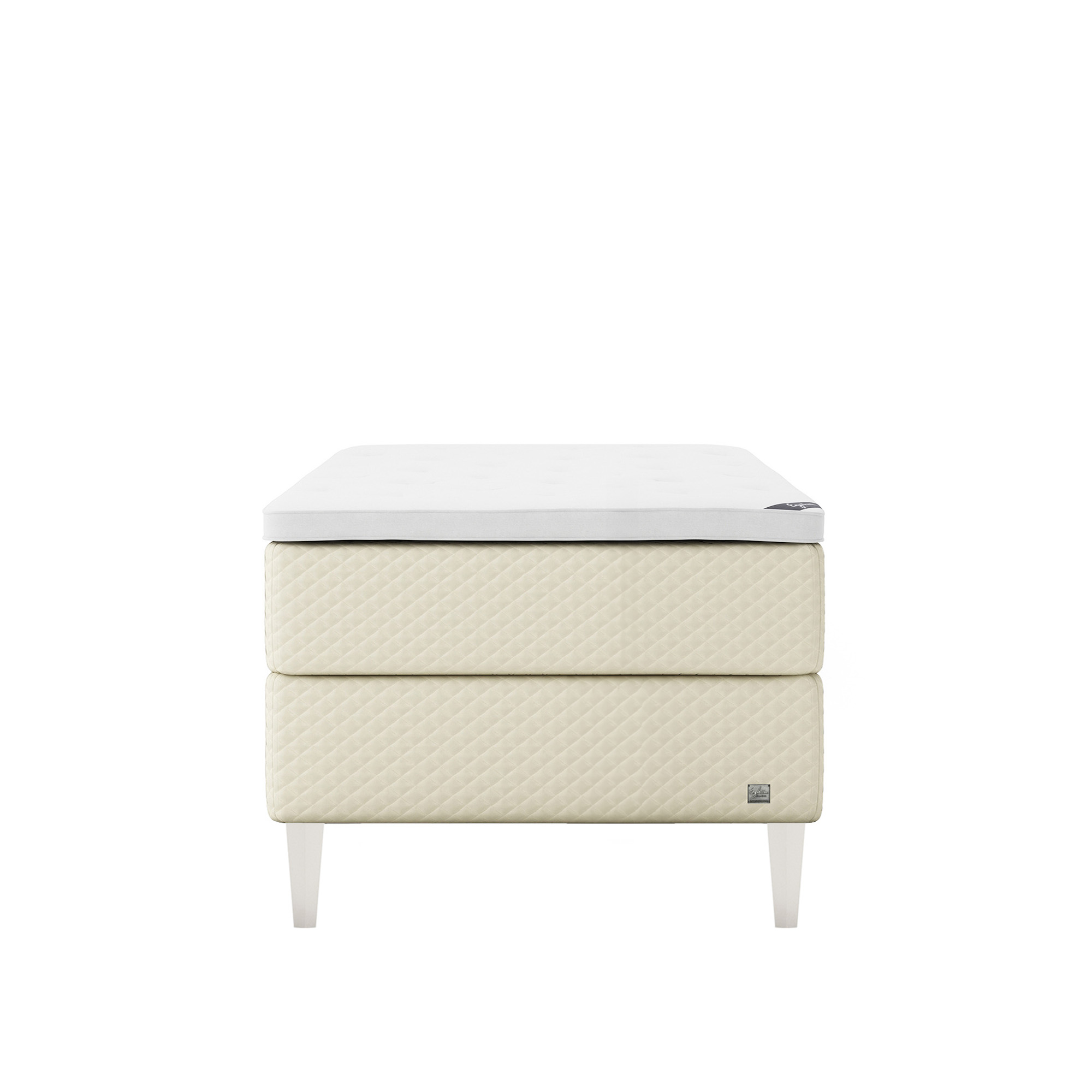 Englesson - Impression Kontinental Medium 90Wx210L Pearl Enkelsäng, Sängben Koniska Trä White 21 cm, Bäddmadrass Superior - Sängar - Beige | Möbler - Sängar Och Tillbehör - Sängar | Möbelexperten