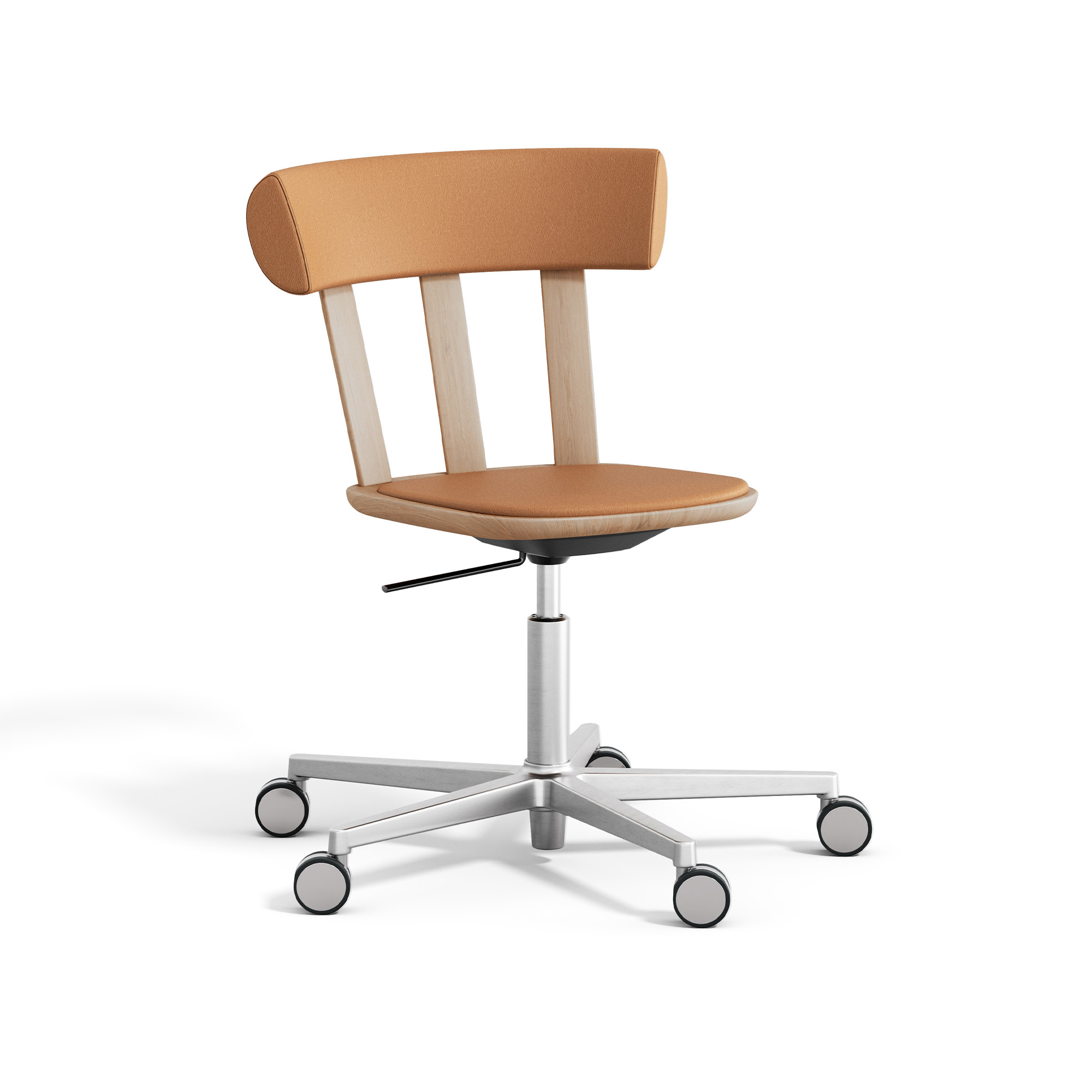 Stolab - Alt Stol Klädd Ek, S-Stativ Silver, Ljus Mattlack, Elmotique 43024 - Skrivbordsstolar - Form Us With Love - Träfärgad - Metall/Trä