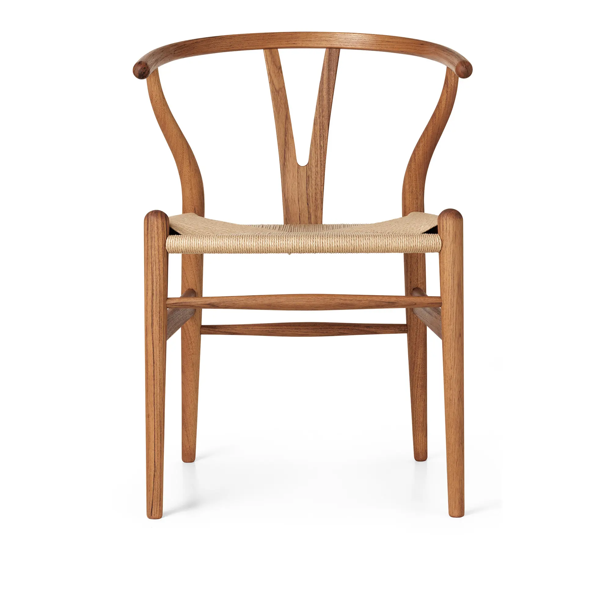 CH24 Y-stol teak/naturfarget flettet papirsnor