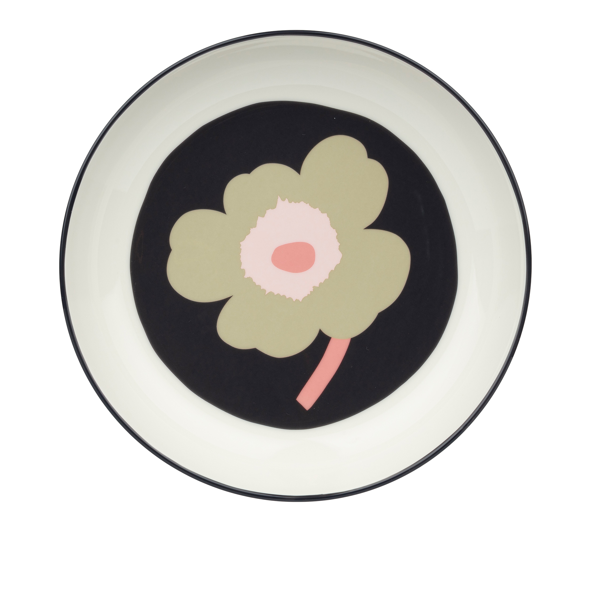 Marimekko - UNIKKO DEEP PLATE 20,5 CM, off white, charcoal, sand, pink - Mattallrikar - Rosa,Svart,Vit