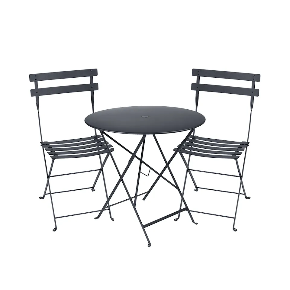 Bistro matgrupp bord 77cm & 2 metall stolar