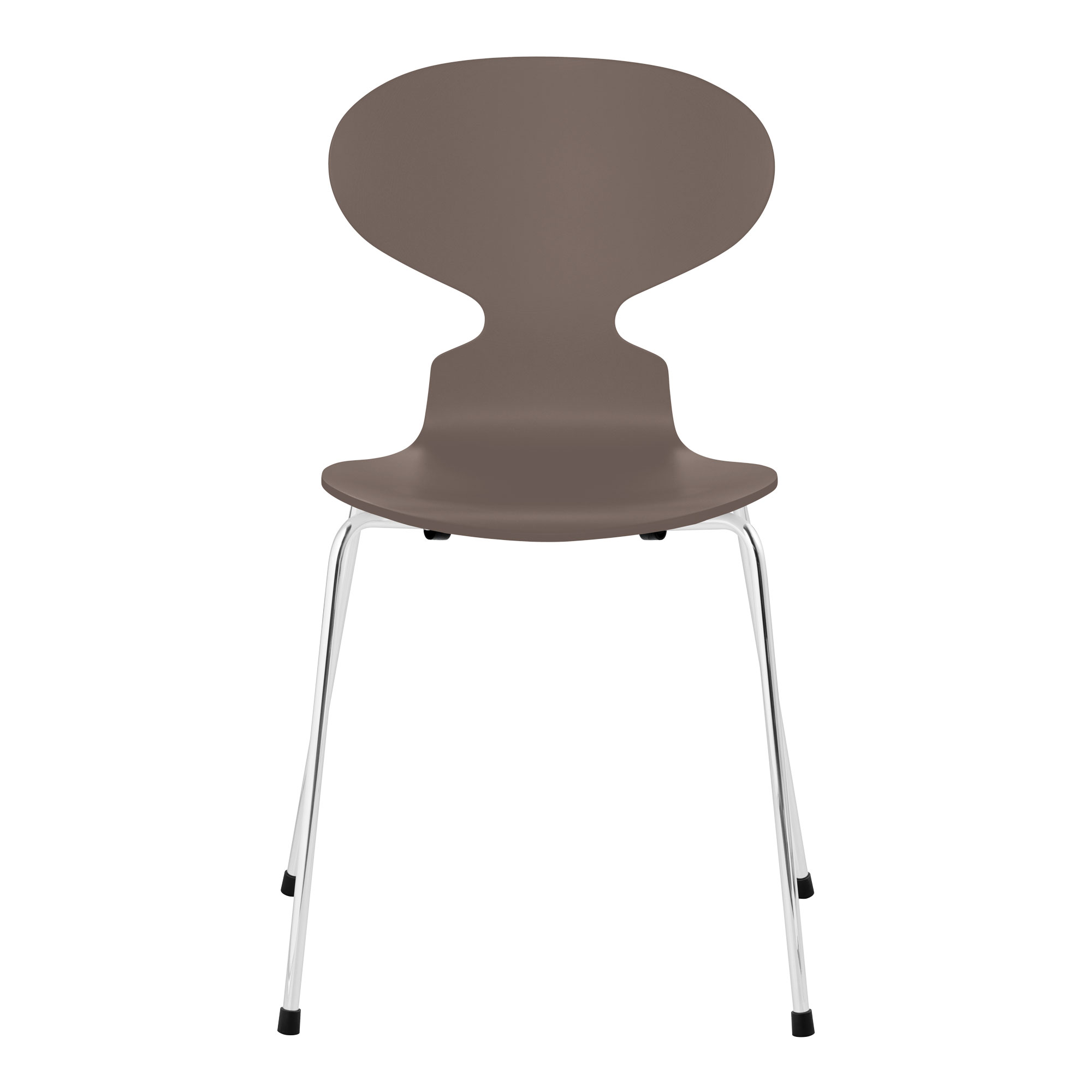 Fritz Hansen - 3100 Myran 3 ben, Färgad Ask, Deep Clay, Underrede Förkromat Stål - Matstolar - designer_arne_jacobsen - Brun - Metall/Trä