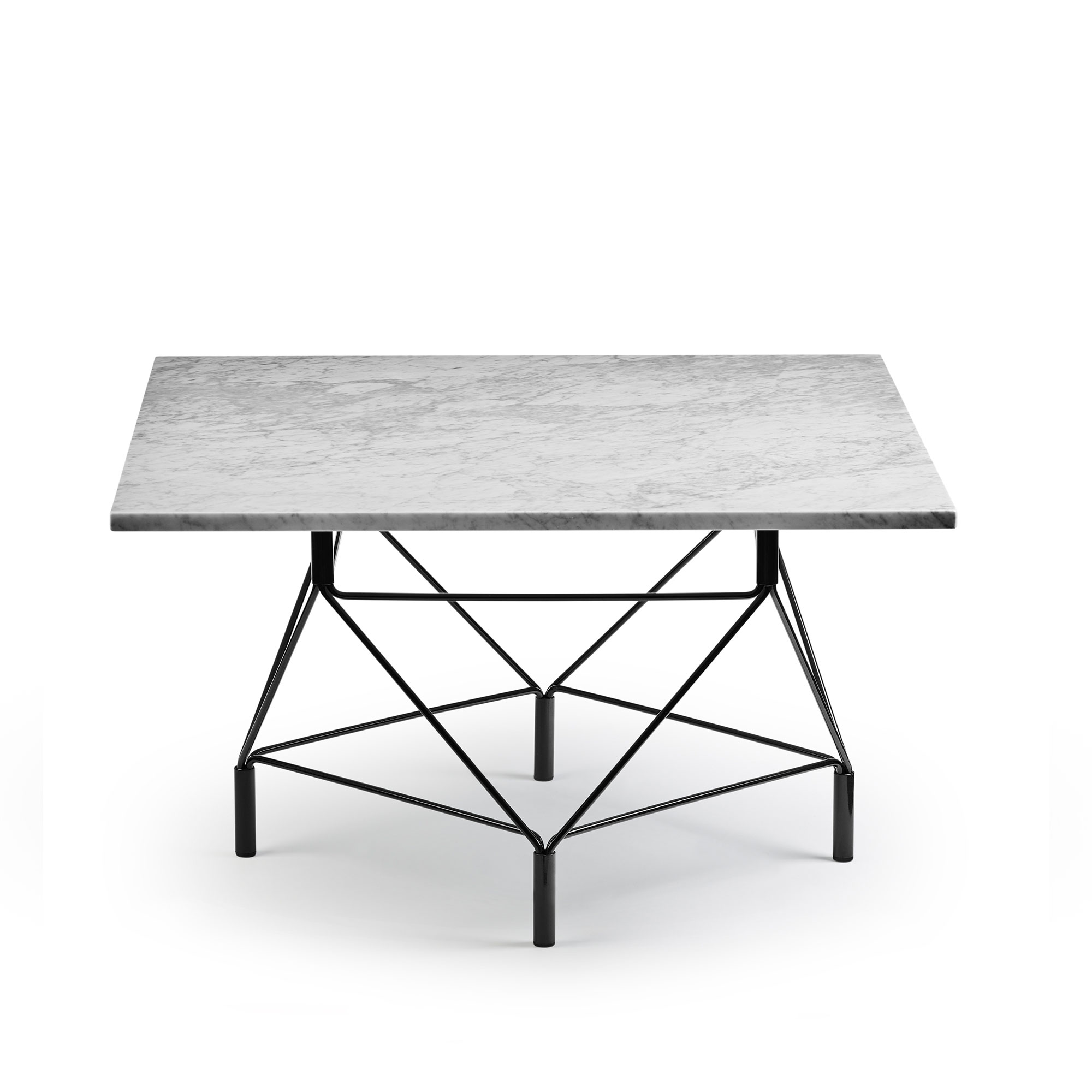 Eilersen - Spider Square 80x80, Marmor Vit, Underrede Svart, 36 cm - Soffbord - Andreas Hansen - Svart,Vit - Glas/Sten