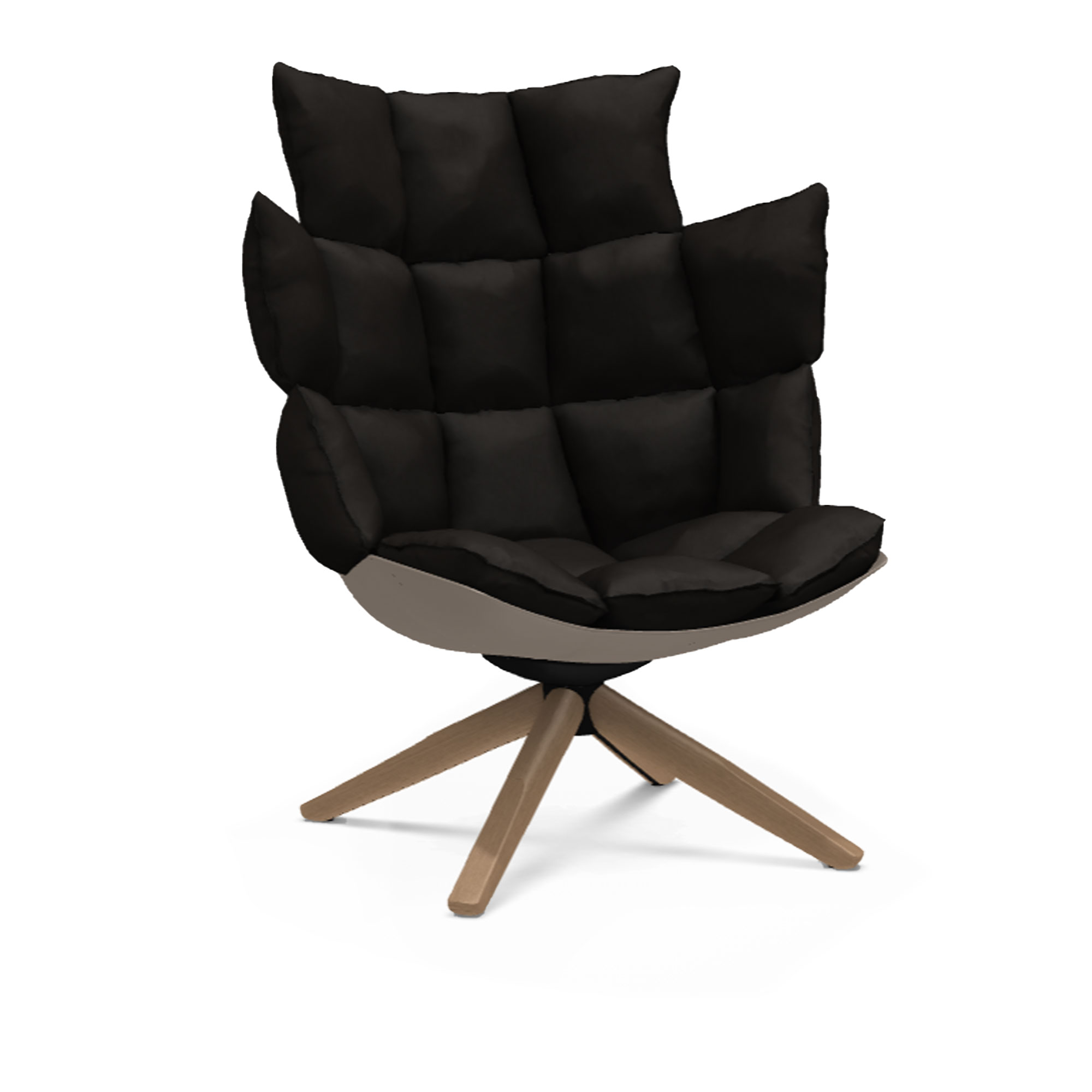 B&B Italia - Husk H3G Leather Kappa Kasia 350 Tortora shell, brushed light oak - Snurrfåtöljer - Patricia Urquiola - Brun - Läder/Trä/Syntetiskt