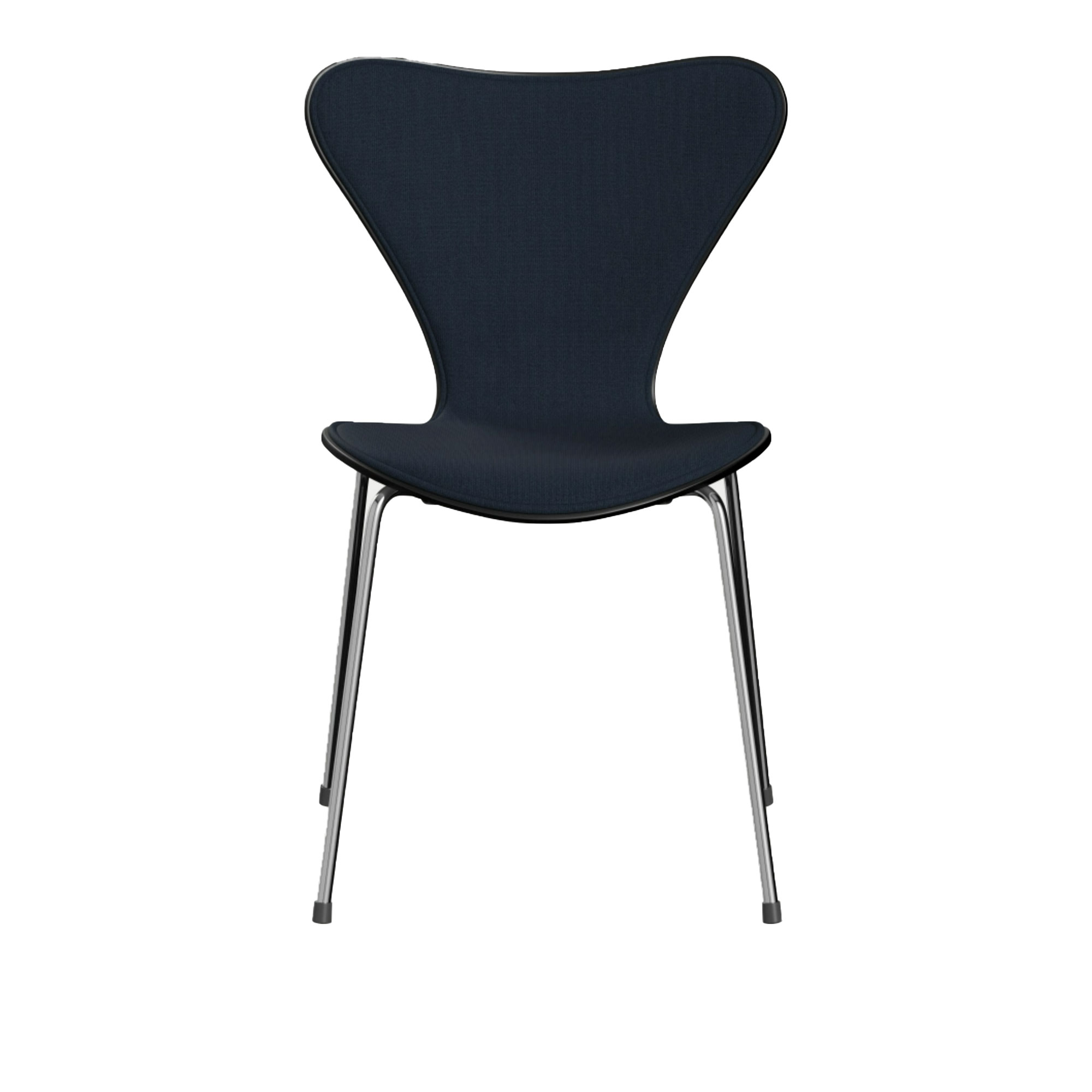Fritz Hansen - 3107 Sjuan - Framsidesklädd, Black, Tyg, Fame 60017 - Matstolar - designer_arne_jacobsen - Blå - Metall/Trä/Textilmaterial
