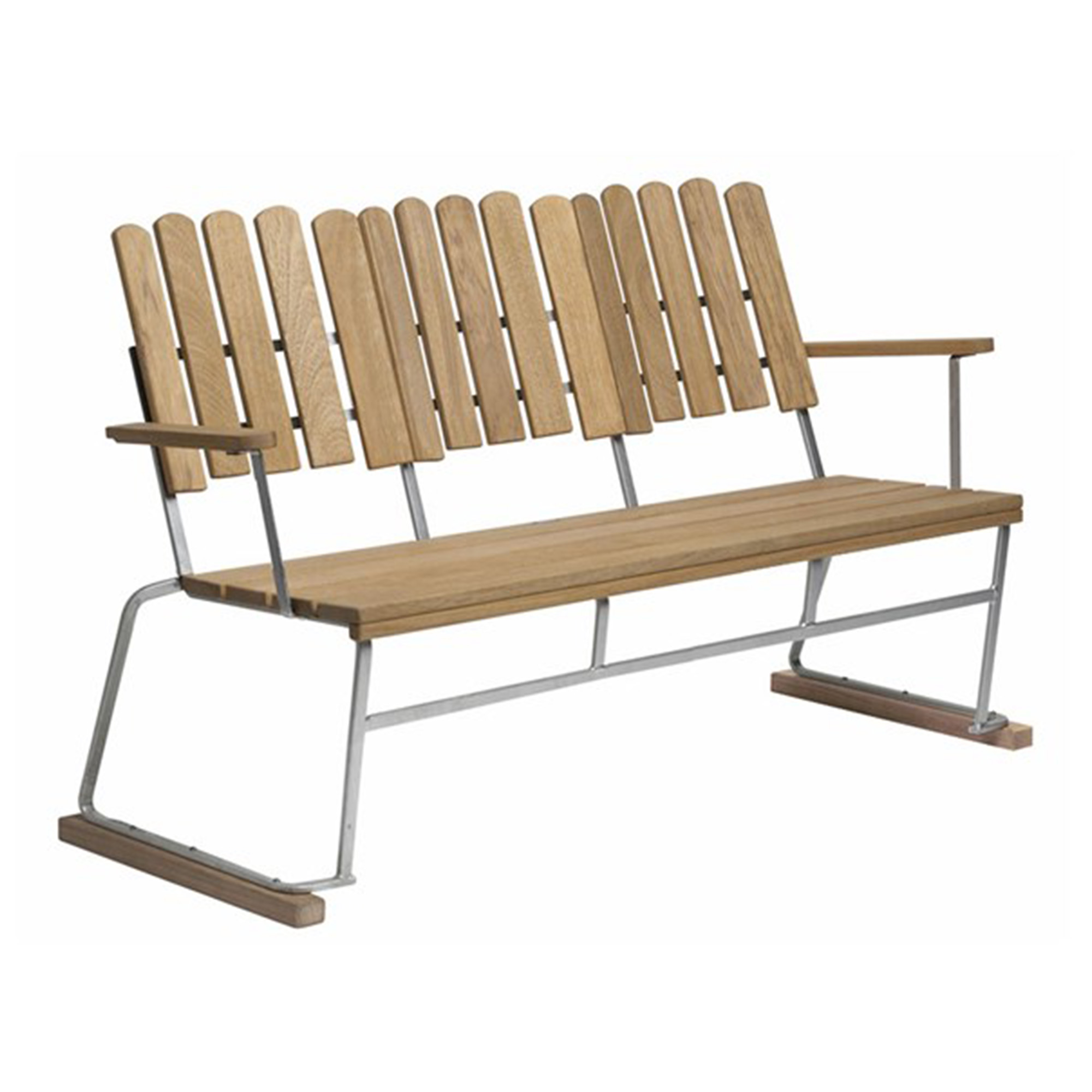 Grythyttan Stålmöbler - Soffa 6 - Oljad Ek / Varmgalvat Stativ Ny - Trädgårdsbänkar - Örjan Lindqvist - Träfärgad - Metall/Trä