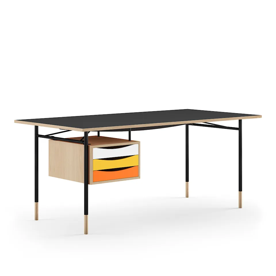 Nyhavn skrivbord 190 cm Warm med lådor Black