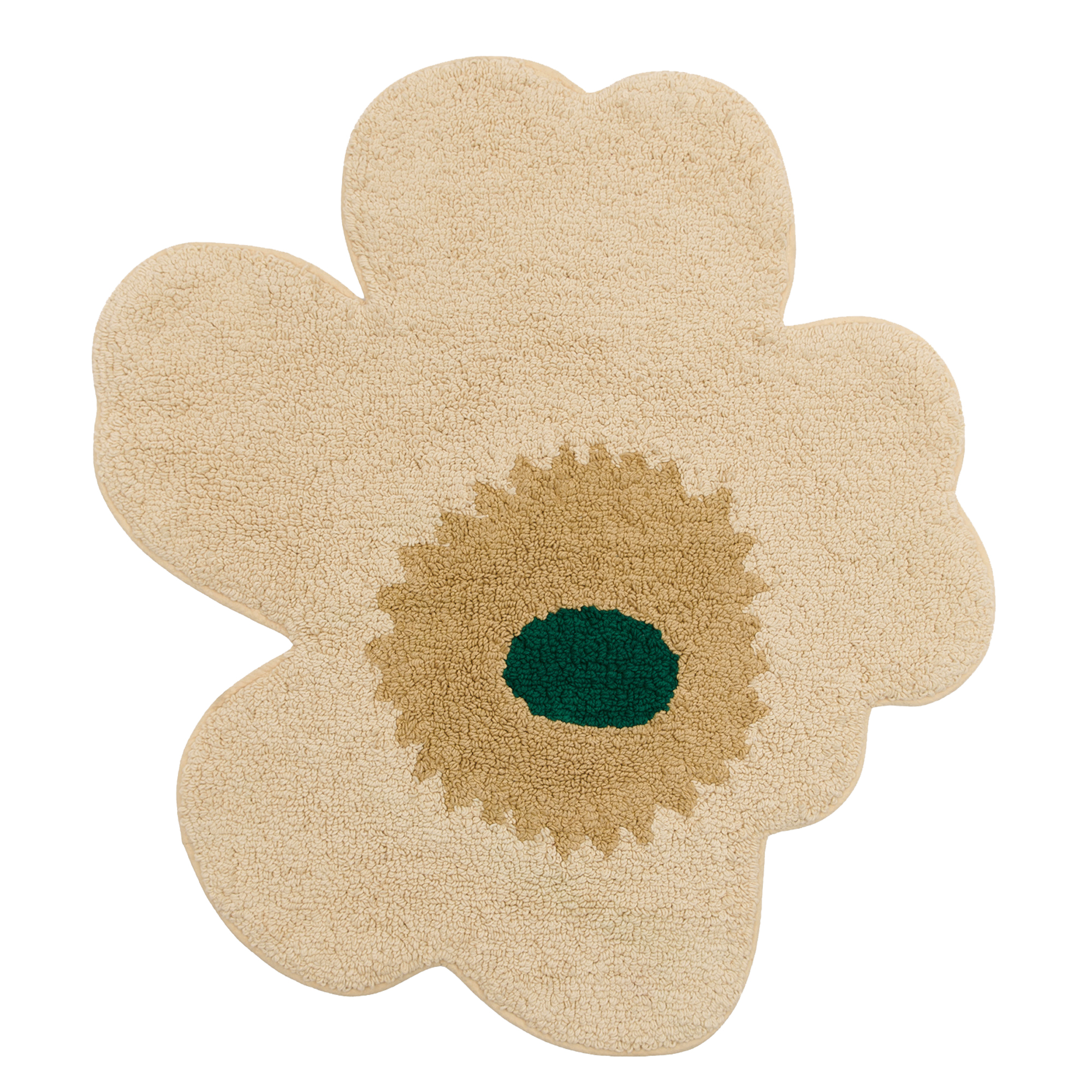 Marimekko - Unikko Bath Mat 73 x 74 cm Sand, Emerald - Bomullsmattor - Maija Isola | Mattor - Material - Bomullsmattor | Möbelexperten