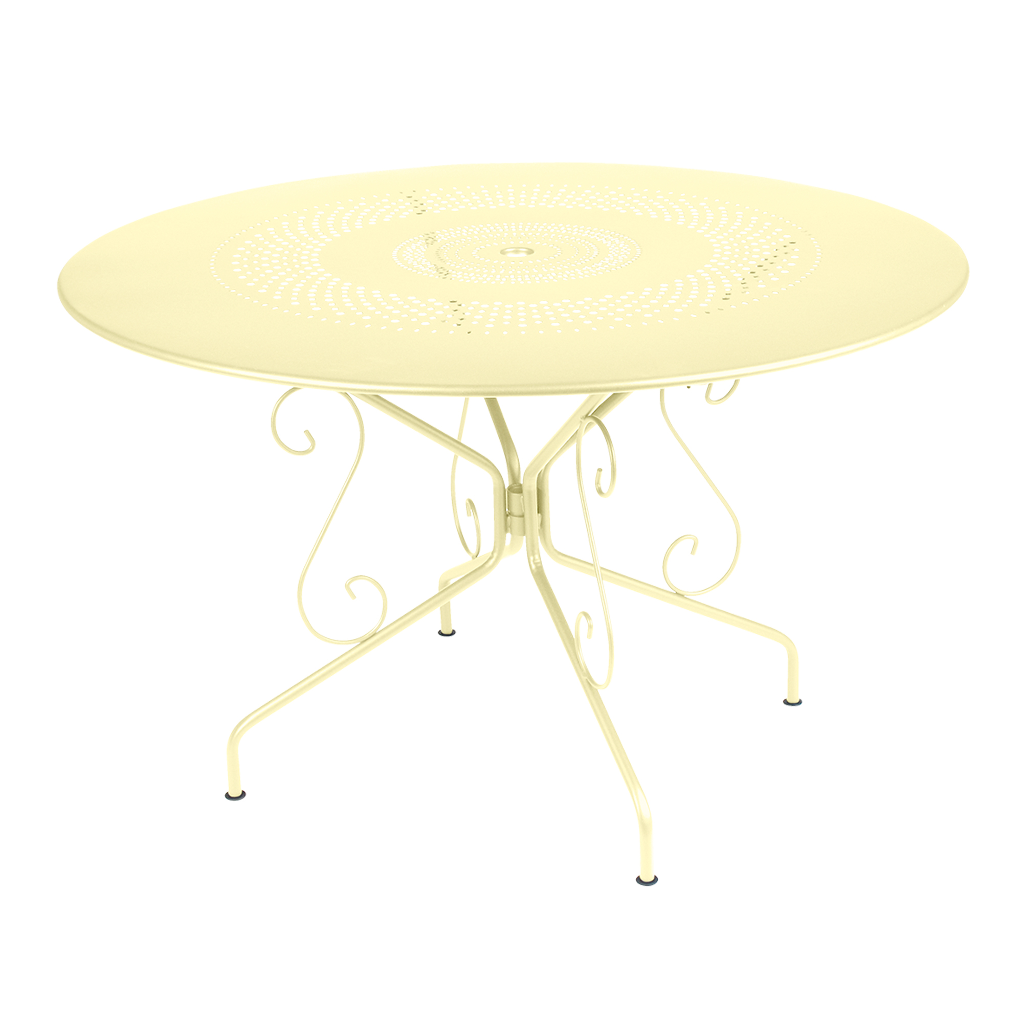 Fermob - Montmartre Table 117 cm Frosted Lemon A6 - Matbord utomhus - Gul - Metall
