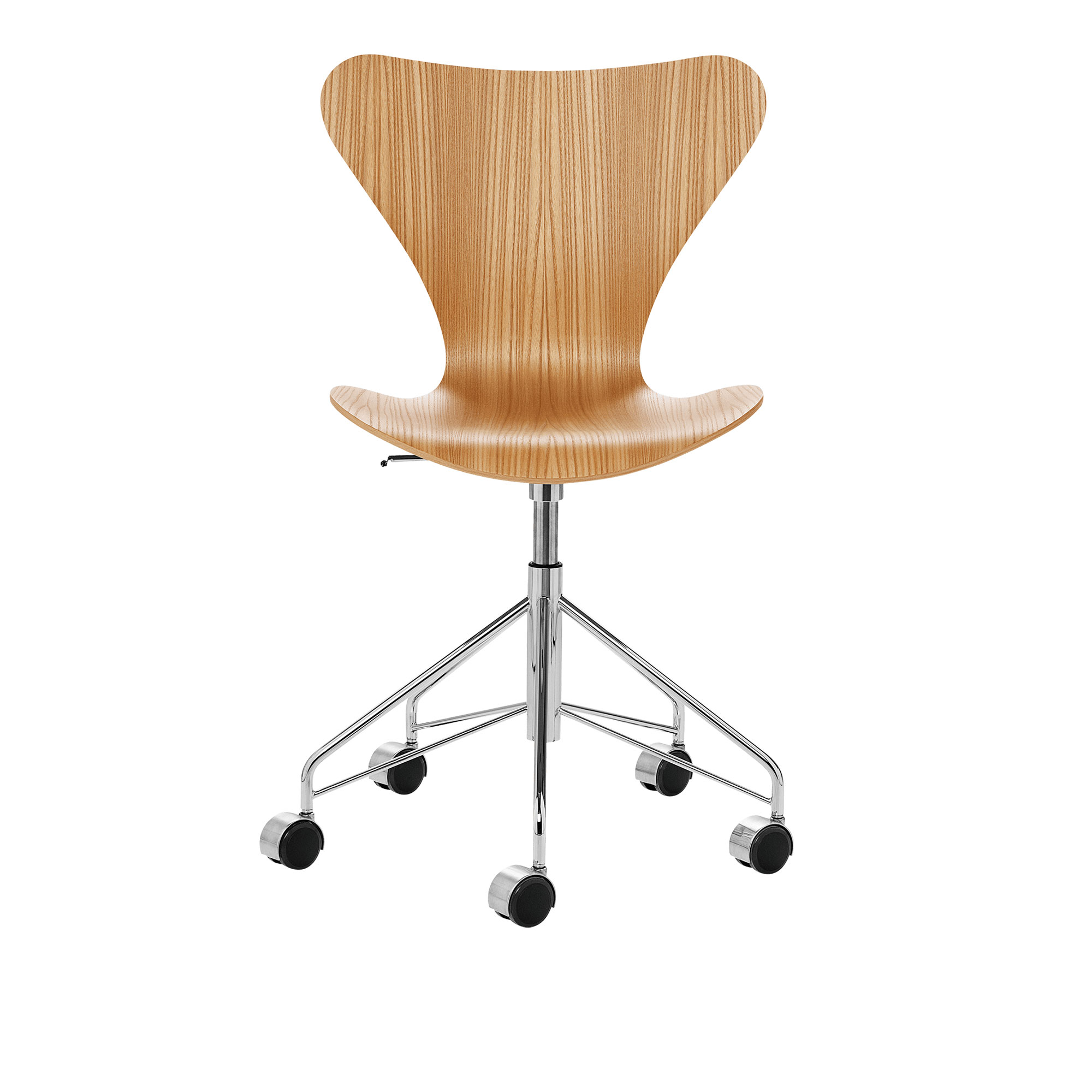 Fritz Hansen - 3117 Sjuan, Fullt Mörkbetsad Ekfanér - Skrivbordsstolar - designer_arne_jacobsen - Träfärgad