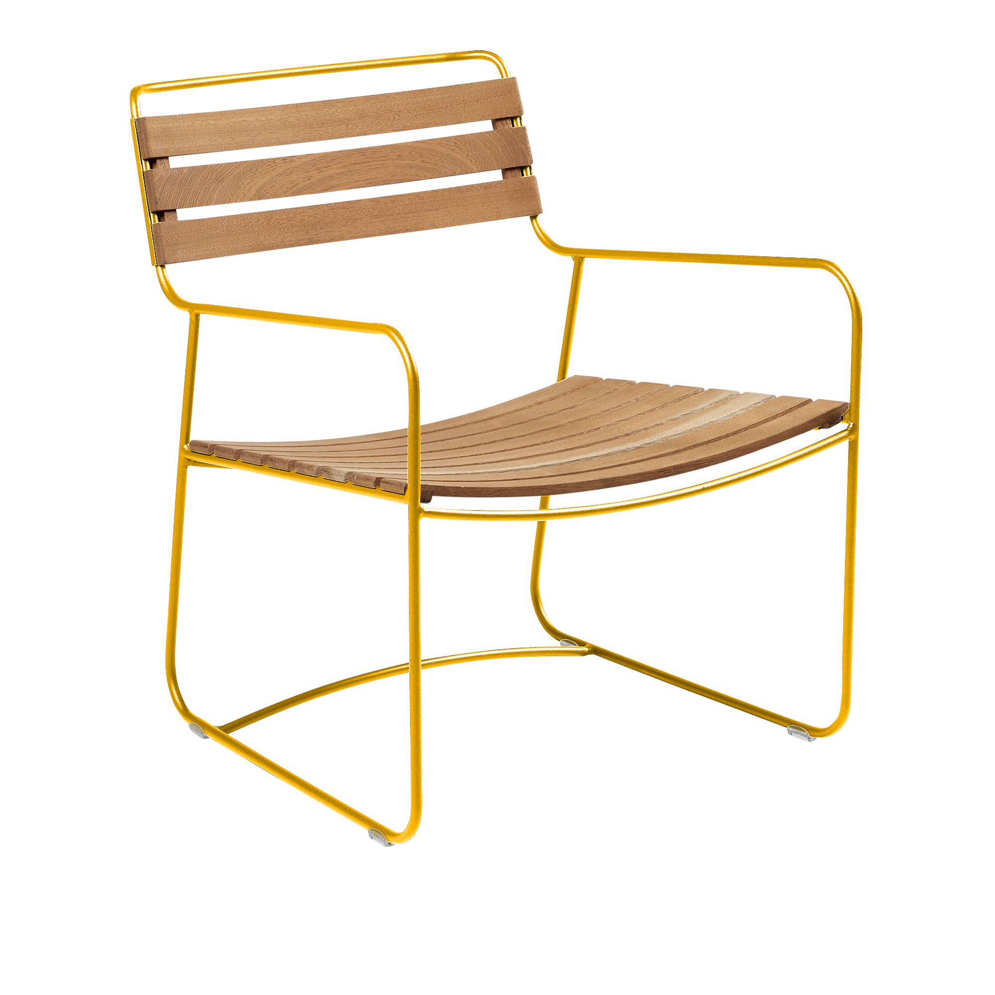 Fermob - Surprising Teak Low Armchair Honey - Fåtöljer utomhus - Harald Guggenbichler - Gul - Metall/Trä | Utemöbler - Loungemöbler - Fåtöljer Utomhus | Möbelexperten