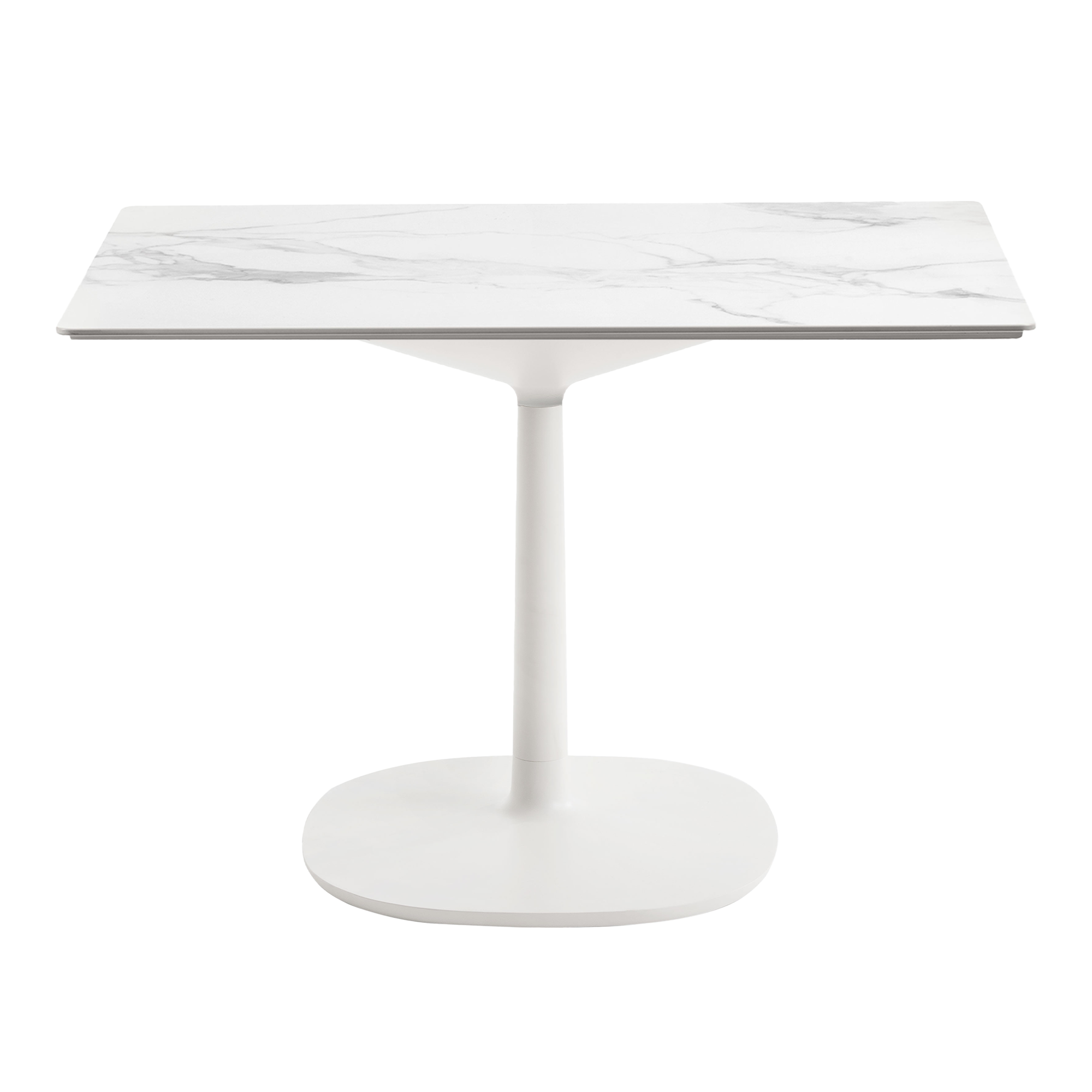 kartell - multiplo 4134 kvadratiskt bord 118x118cm med stor kvadratisk bas r25cm vit marmor - matbord - antonio citterio - vit - naturmaterial/metall