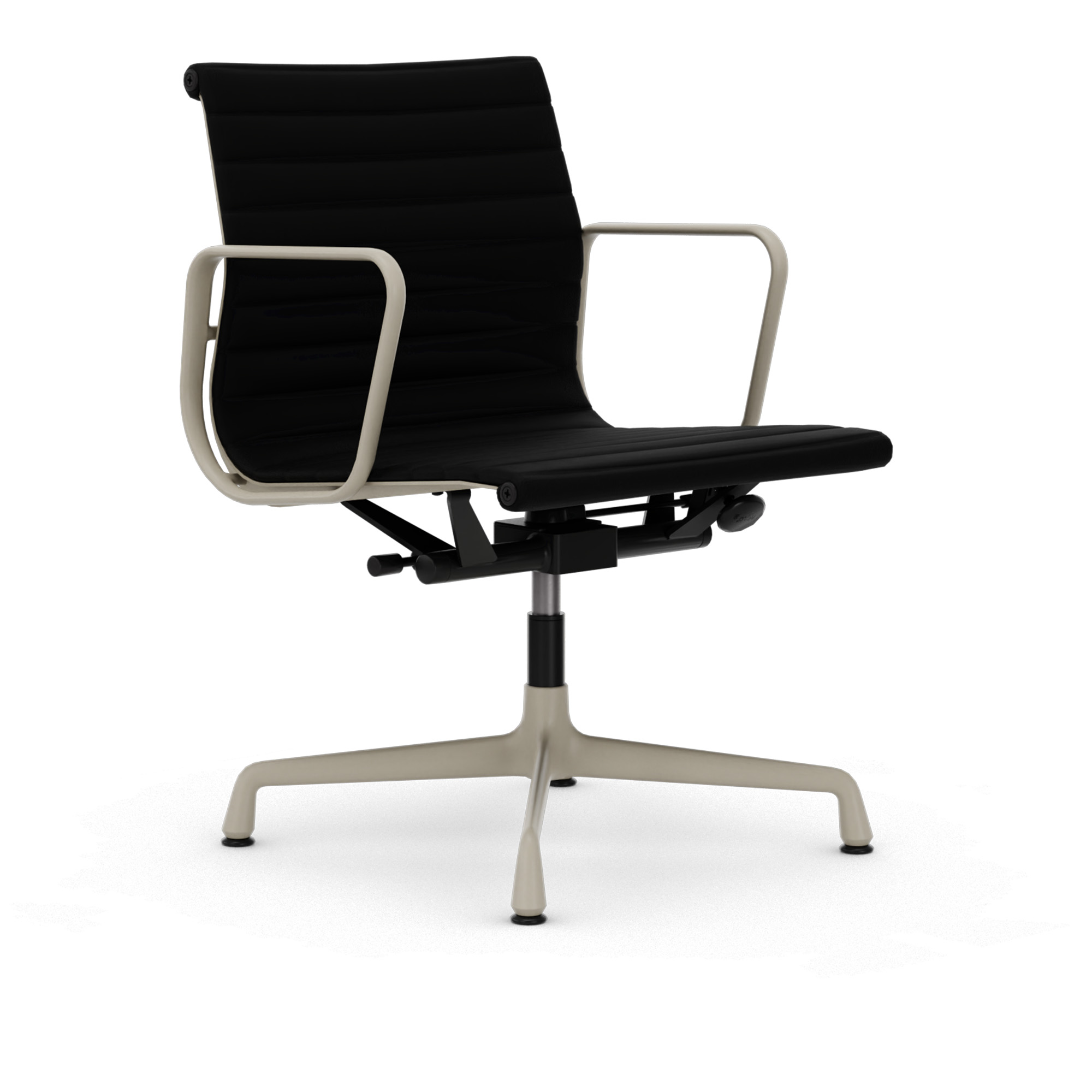 Vitra - EA 108 Chalk Leather Premium Nero 66 - Kontorsstolar - Charles & Ray Eames - Svart - Läder/Metall | Möbler - Stolar Och Pallar - Kontorsstolar | Möbelexperten