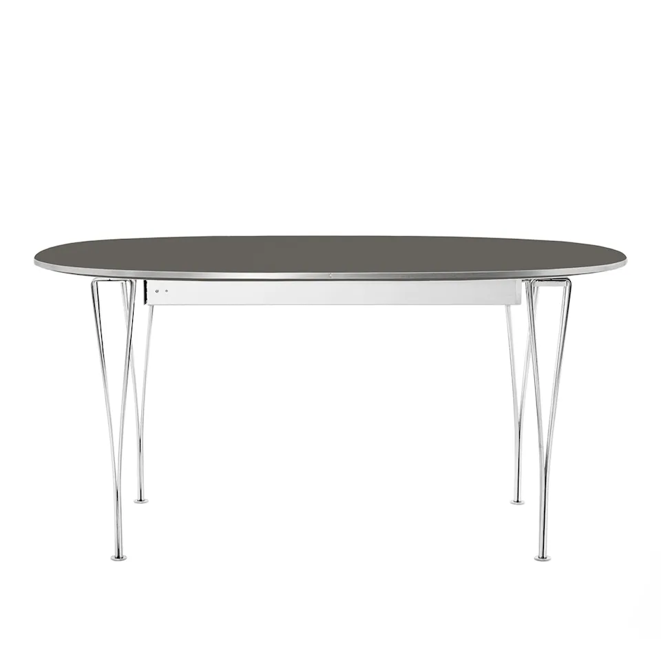 B619 Superellips utdragbart matbord 180–300 x 120 cm Chrome