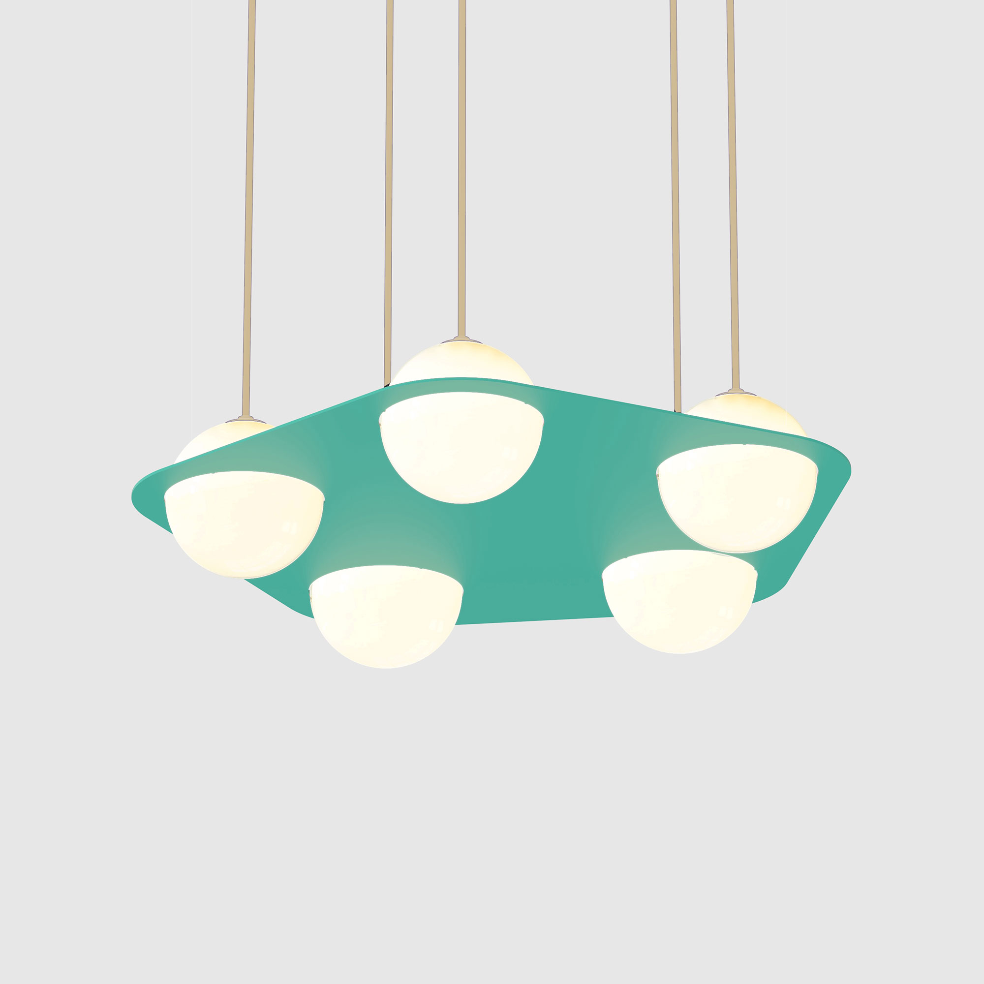 Lambert & Fils - Laurent 04, Parallel, Turquoise frame, Sand wires, Black canopy - Pendellampor - Blå