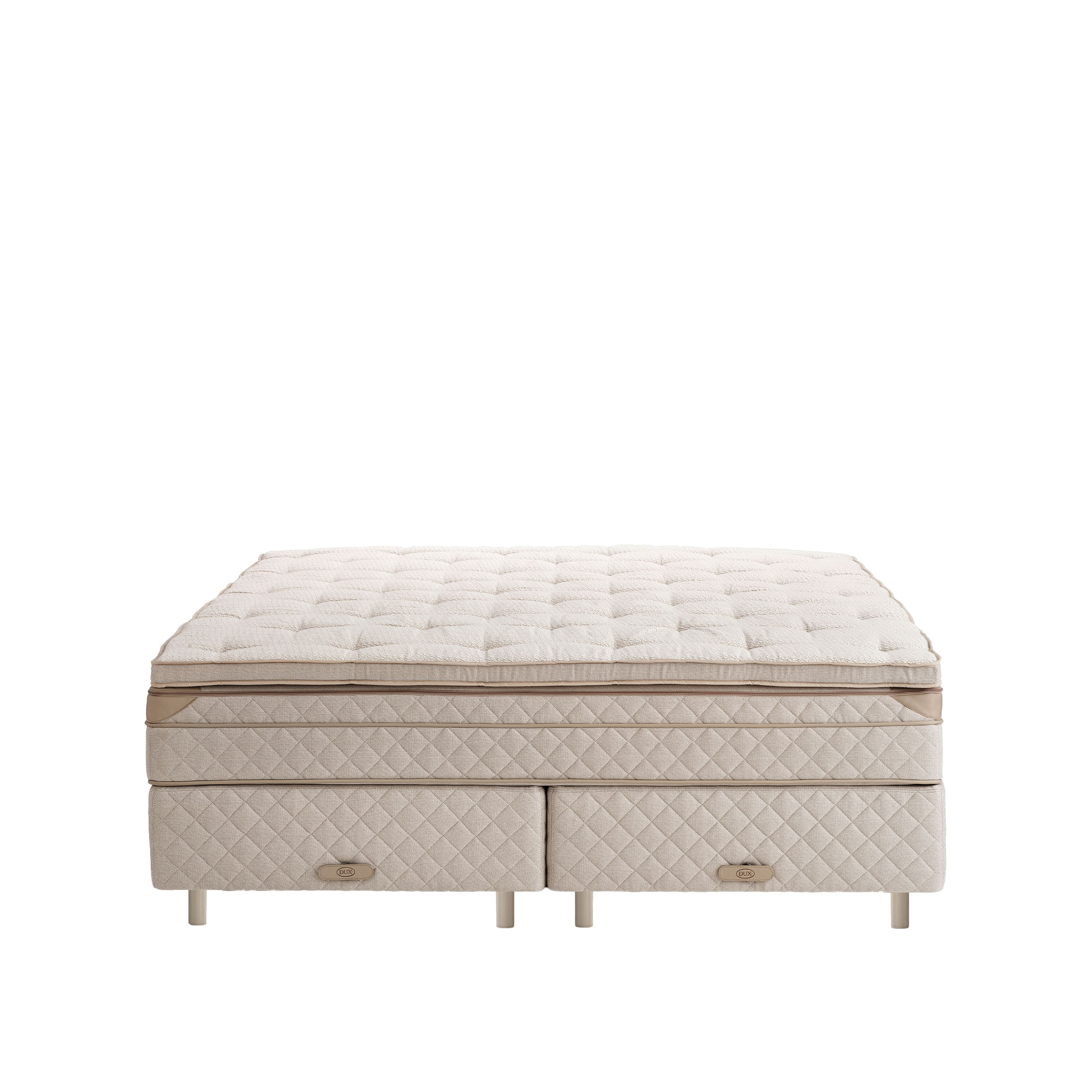 DUX - Dux 80 res&aring;rbotten/ Dux 80 res&aring;rmadrass fast/ Top Pad B&auml;ddmadrass 180x200 cm/ Rund l&auml;der oatmeal 12 cm - S&auml;ngar - Beige