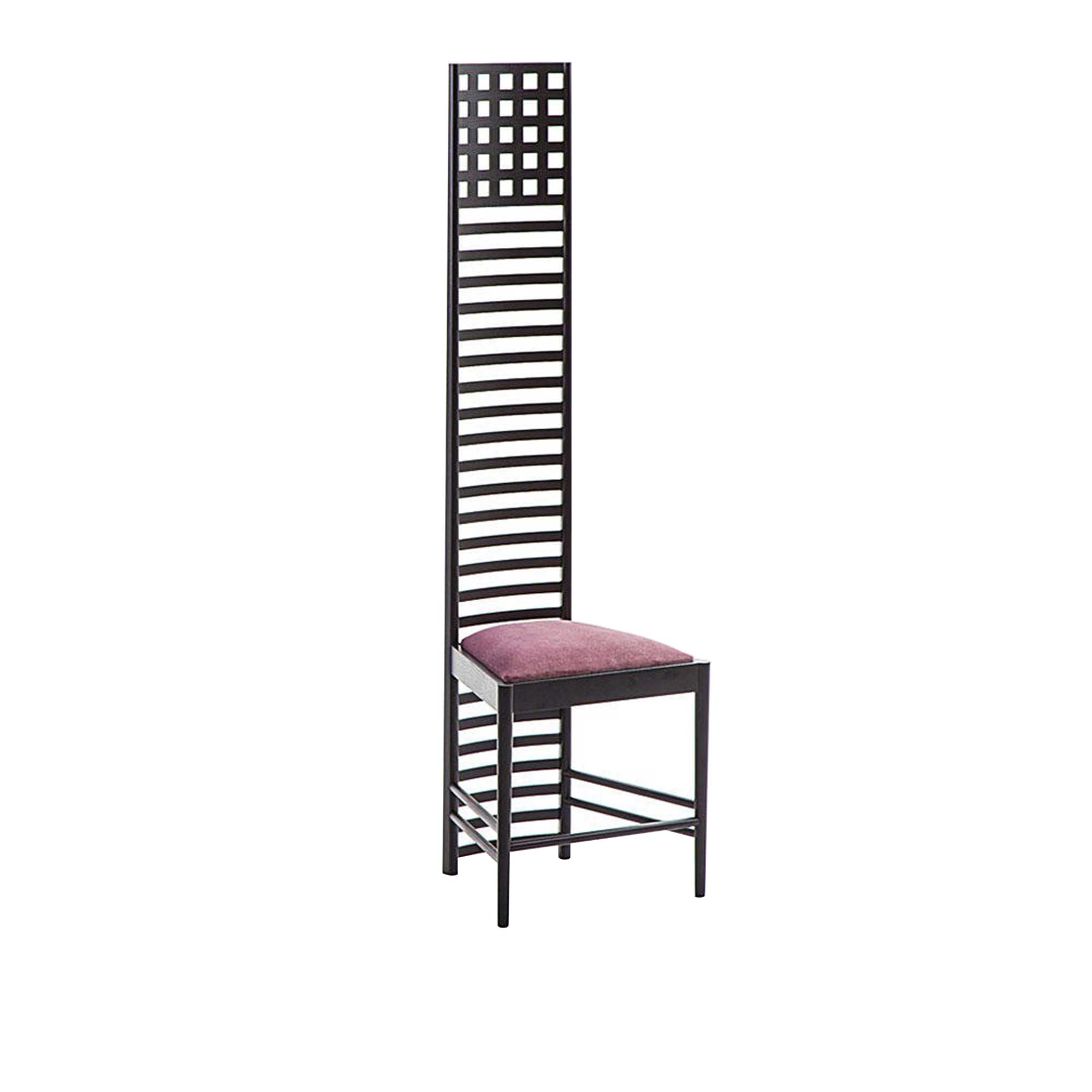 Cassina - 292 Hill House 1 Chair, Lavender Velvet, Ashwood Frame Stained In Black - Spisestoler - Charles Rennie Mackintosh - Lilla,Svart - Tre/Tekstilmateriale