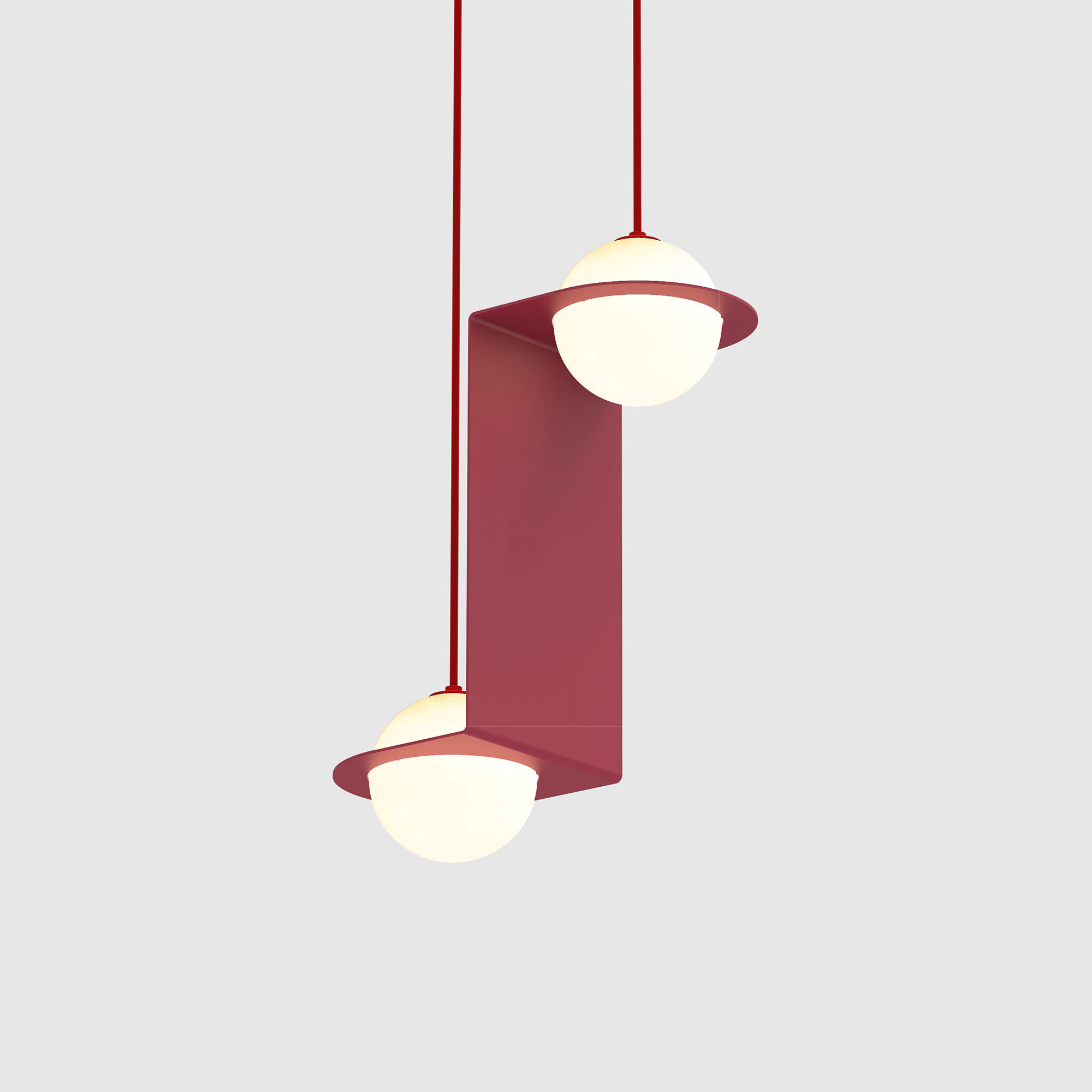 Lambert & Fils - Laurent 05, Parallel, Burgundy frame, Burgundy wires, Black canopy - Pendellampor - Lila