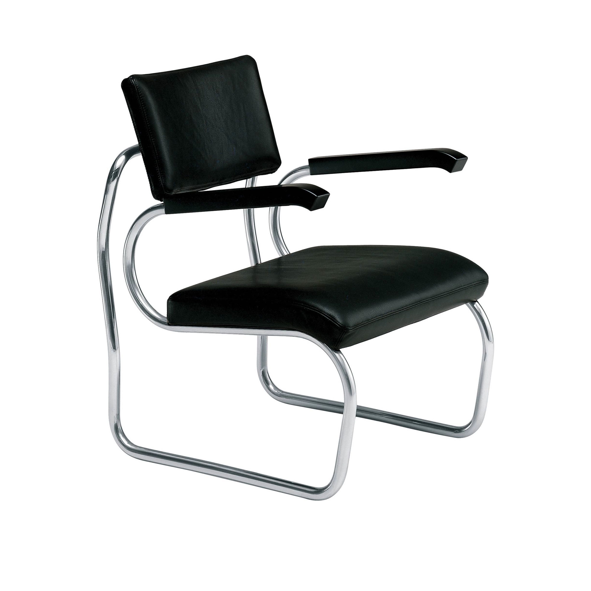 Zanotta - Sant'Elia Karmstol, Läder: Kat. 95 - 0701 - Fåtöljer - Giuseppe Terragni - Svart - Metall