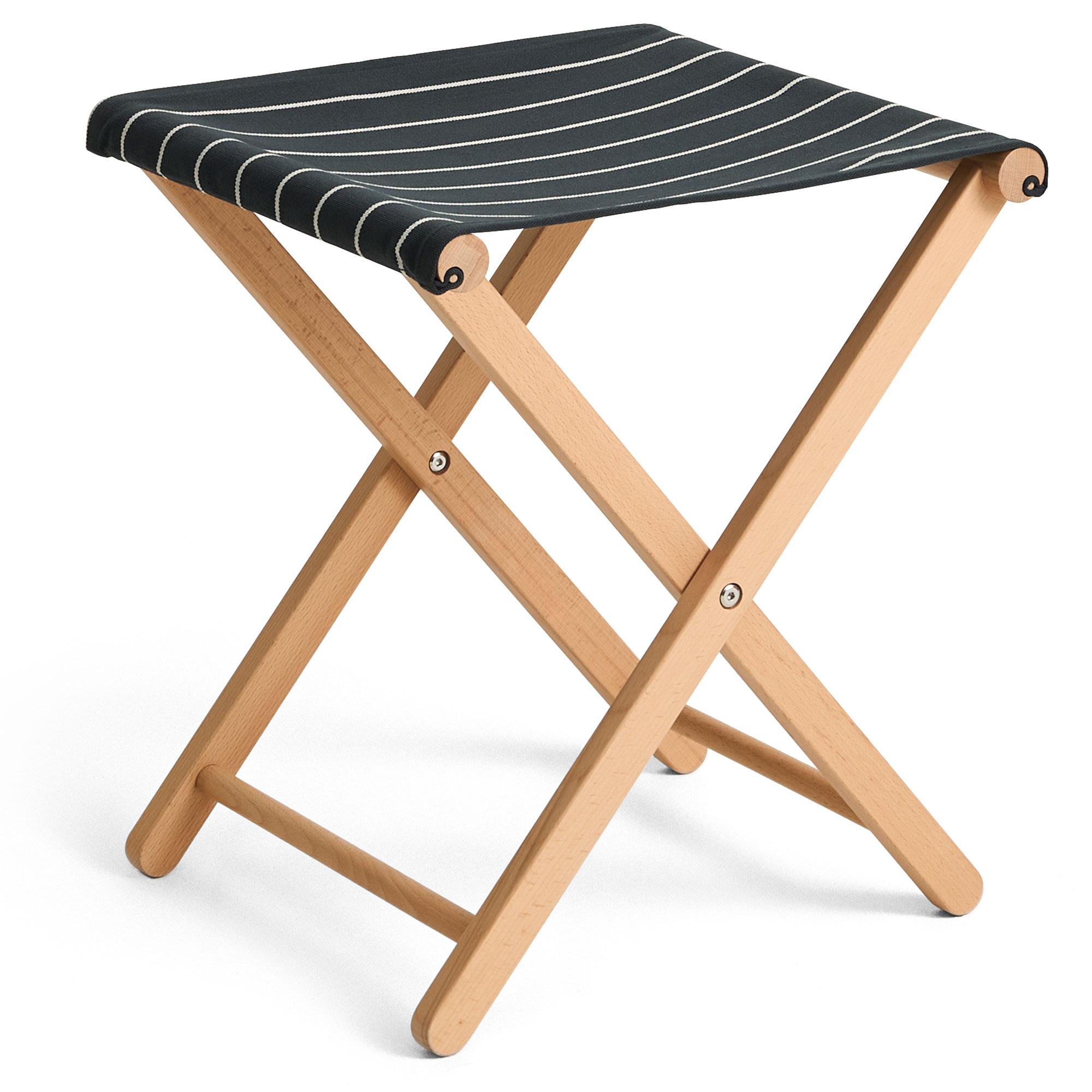 HAY - Outdoor Market Folding Stool black with beige stripe - Utomhuspallar och puffar - Jasper Morrison - Svart - Trä | Utemöbler - Utestolar - Utomhuspallar Och Puffar | Möbelexperten