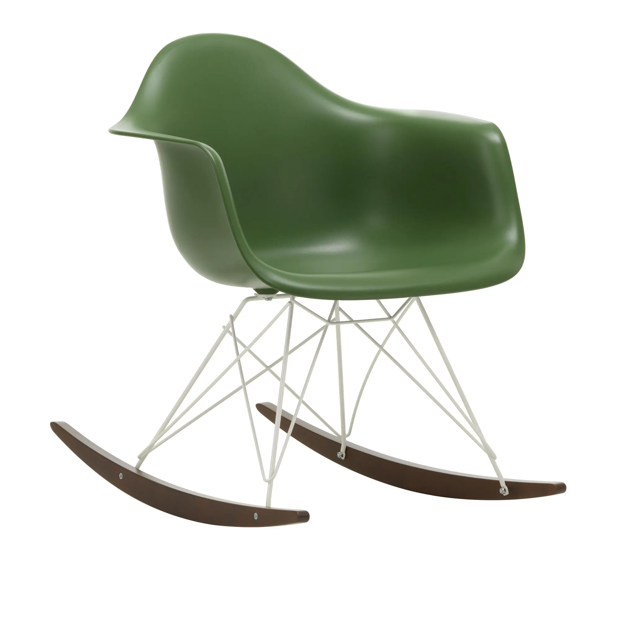Eames RE Plastic Armchair RAR gyngestol White/Dark Maple