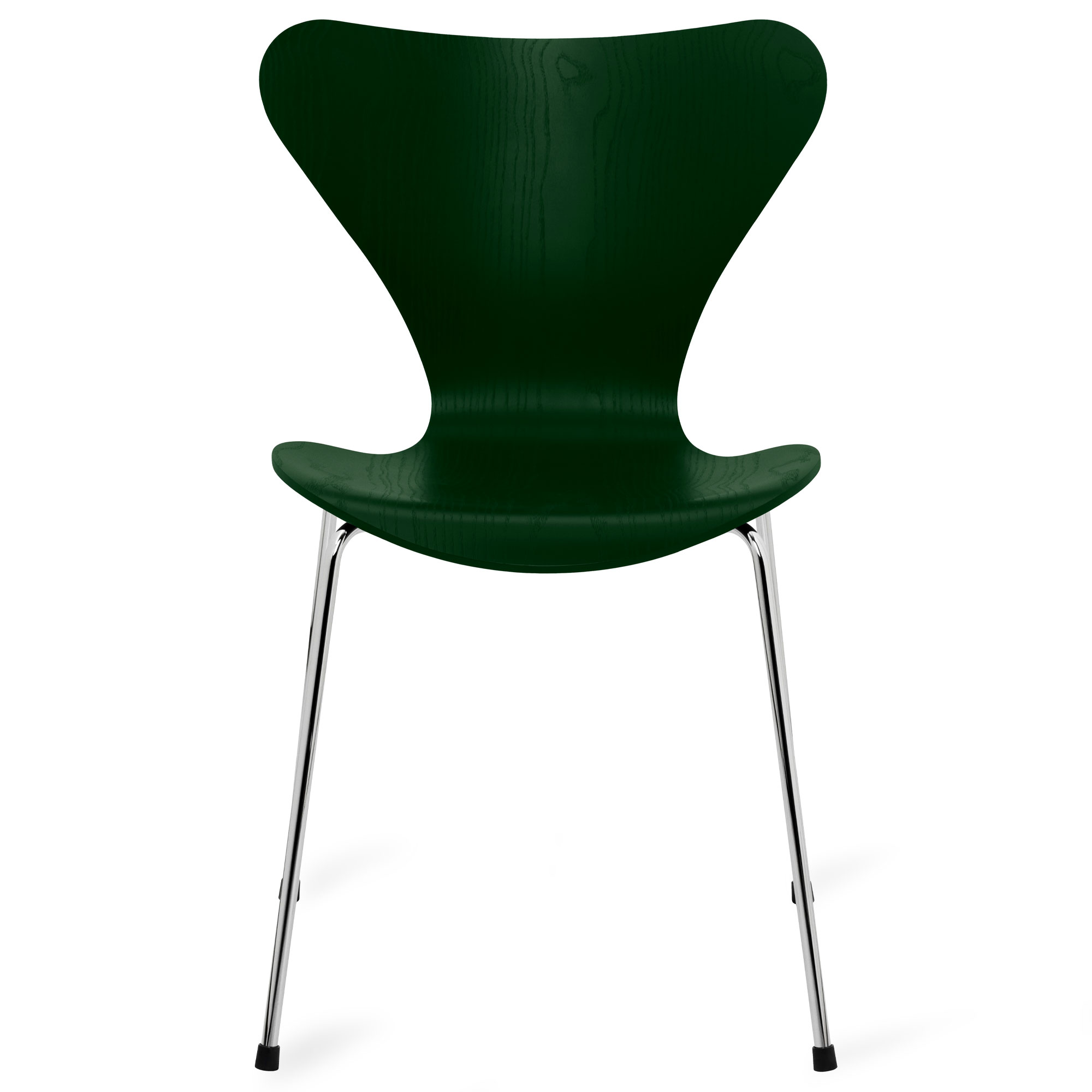 Fritz Hansen - Sjuan 3107 stol f&auml;rgad askfan&eacute;r chrome / evergreen - Matstolar - Arne Jacobsen - Gr&ouml;n - Metall/Tr&auml;