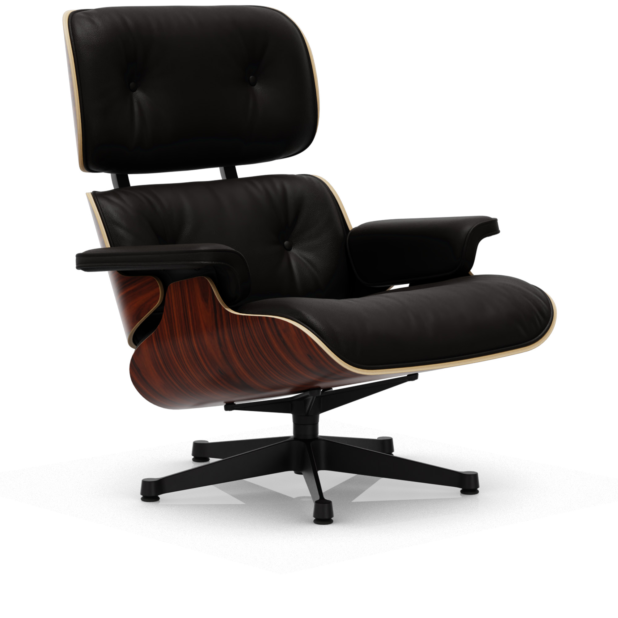 Vitra - Eames Lounge Chair Santos Palisander Leather Natural Chocolate 68 Deep Black - Fåtöljer - Charles & Ray Eames - Läder/Metall/Trä | Möbler - Fåtöljer Och Puffar - Fåtöljer | Möbelexperten