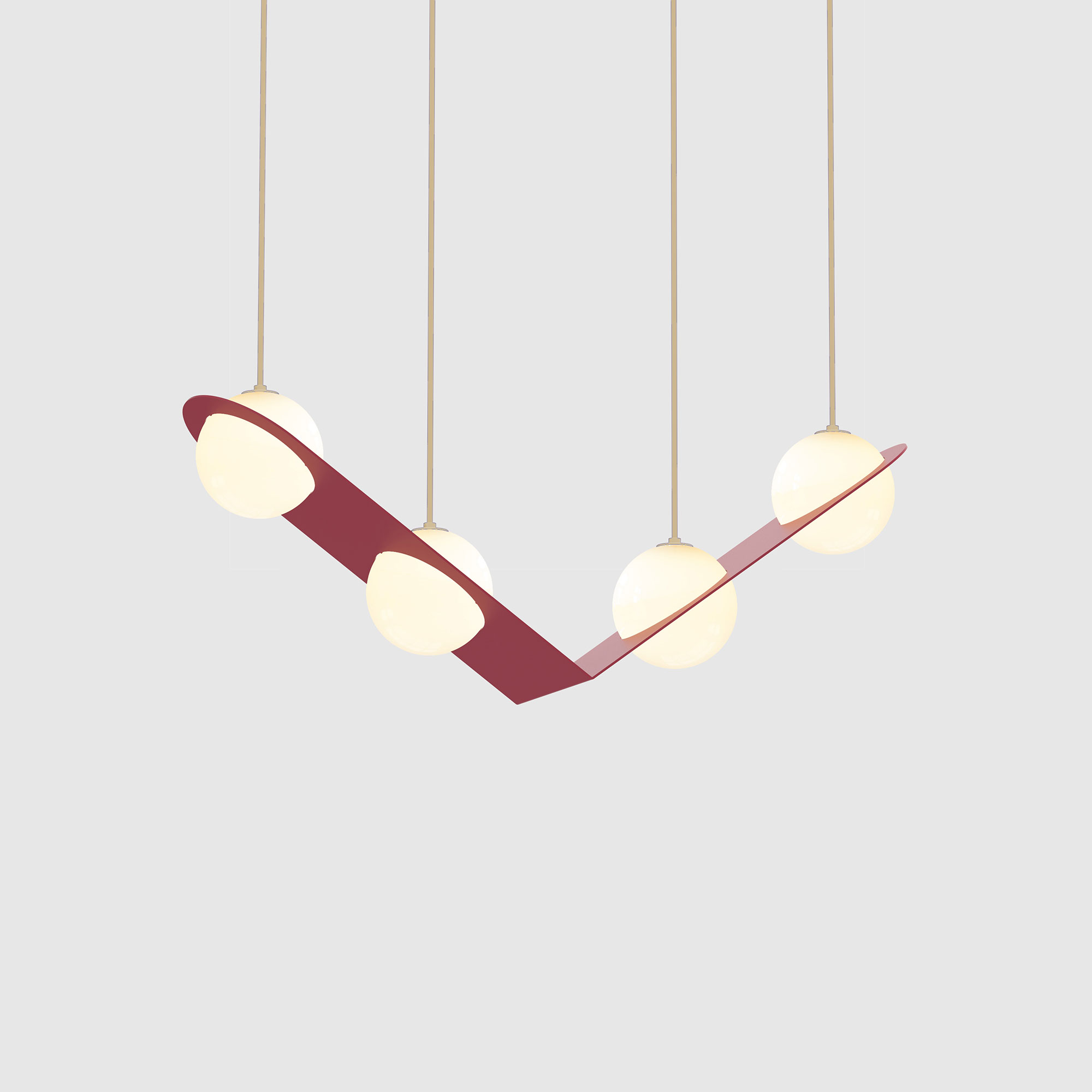 Lambert & Fils - Laurent 02, Parallel, Burgundy frame, Sand wires, Black canopy - Pendellampor - Lila