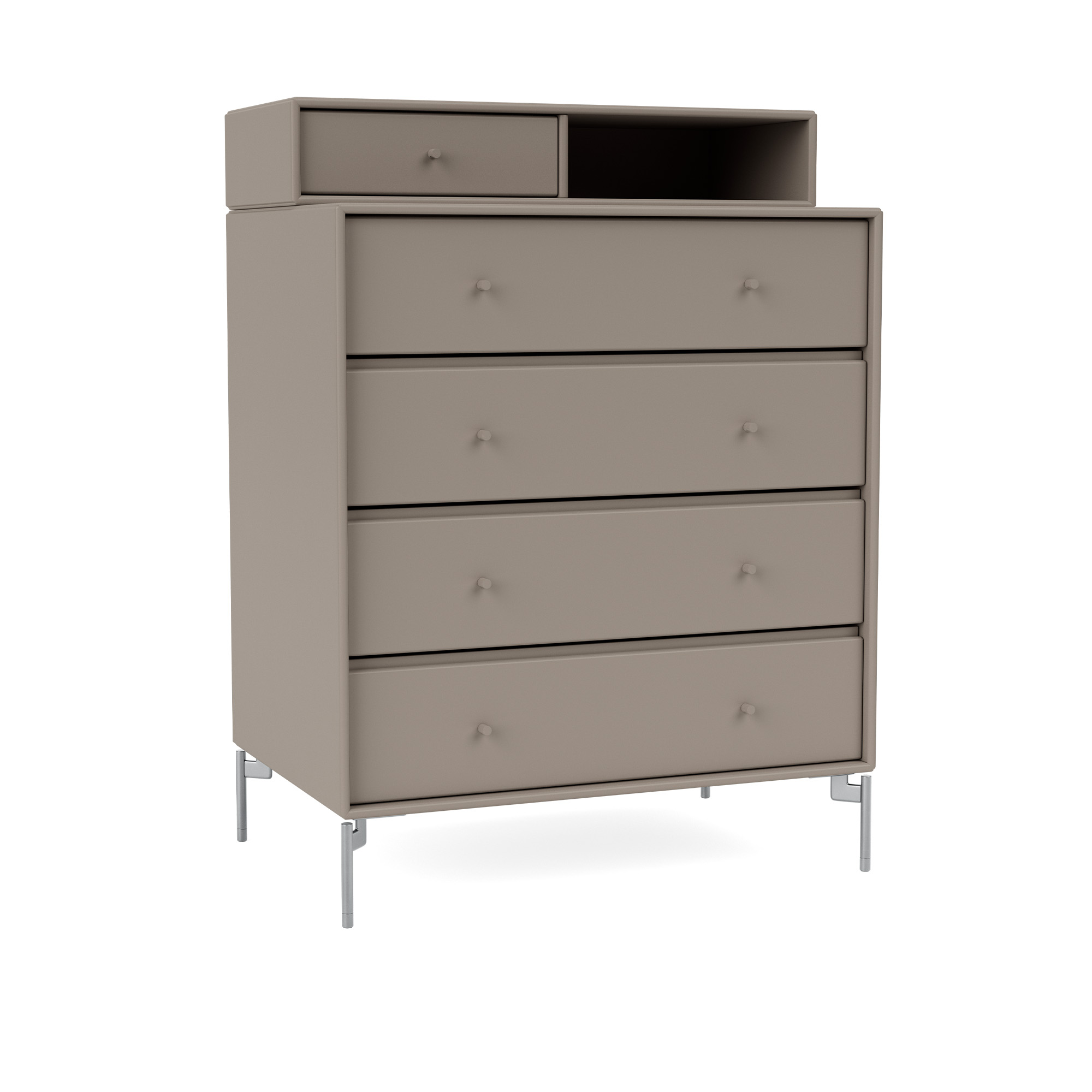 Montana - Keep Chest Of Drawers 141-Truffle Matt Chrome - Byråer - Peter J. Lassen - Beige - Trä | Möbler - Förvaring Och Hyllor - Byråer | Möbelexperten