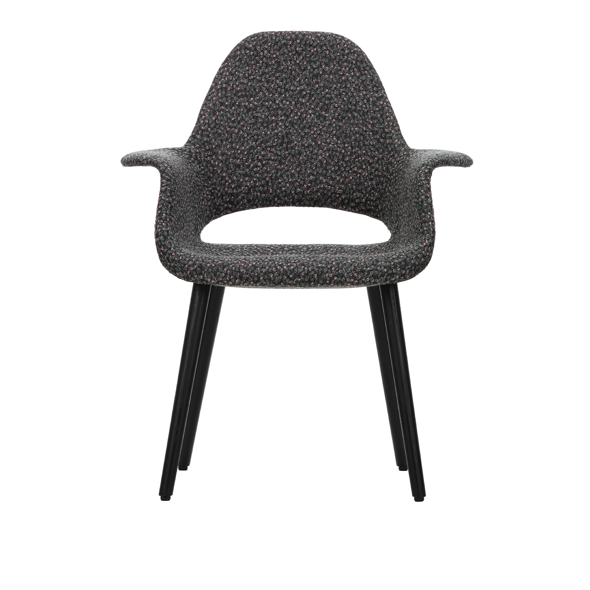 Vitra - Organic Conference - Legs black ash, Fabric Ria (981), Eames Special Collection 2023 - Matstolar - Charles Eames & Eero Saarinen - Rosa,Grön,Svart - Trä/Textilmaterial/Plast