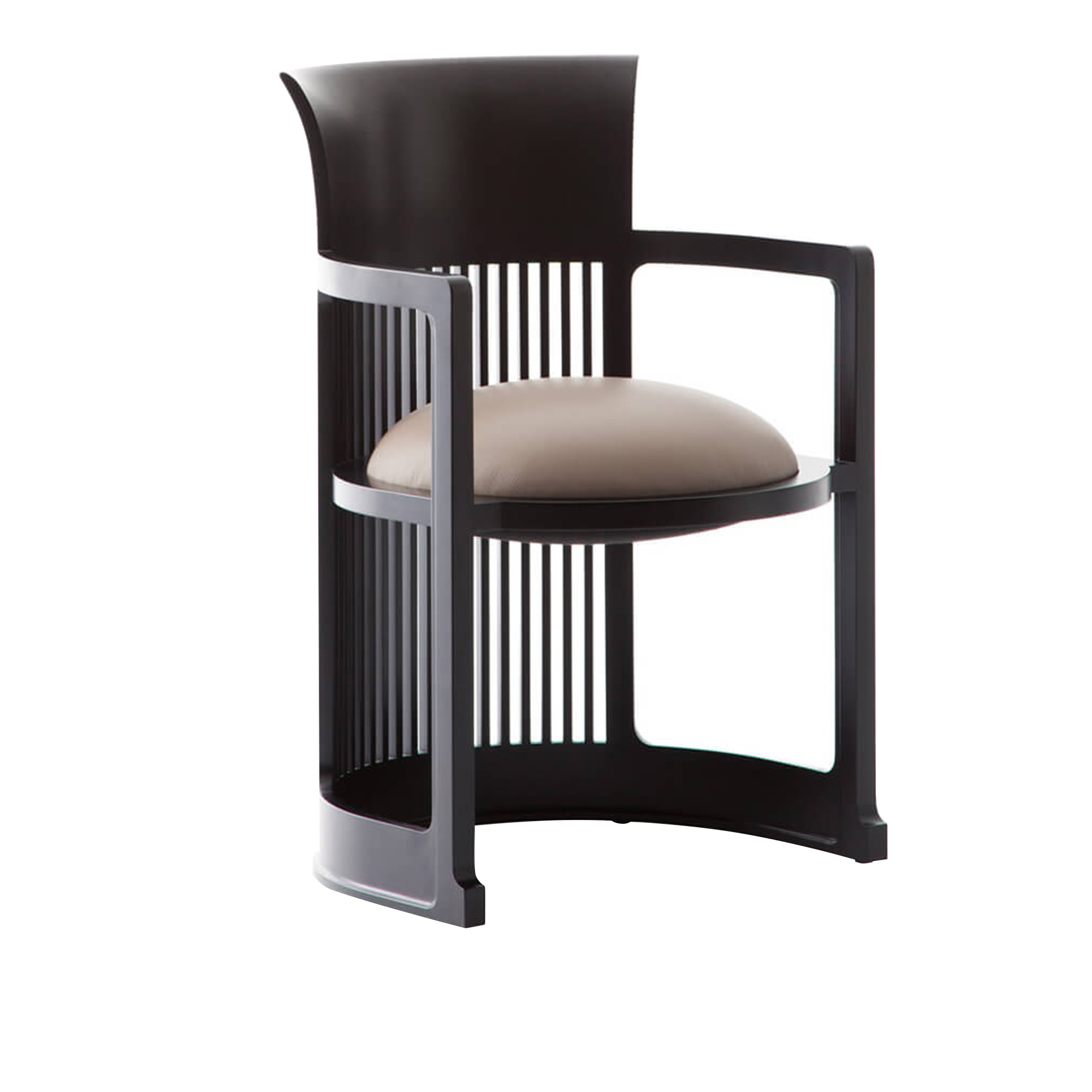 Cassina - 606 Barrel Armchair Cherrywood Stained Walnut, Naturale 13Z200 - Matstolar - Frank Lloyd Wright - Träfärgad - Trä