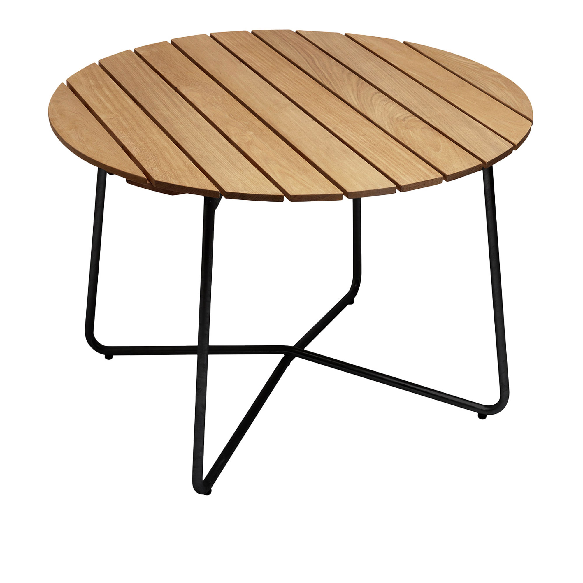 Grythyttan Stålmöbler - Bord 9A Ø100 cm Oljad ek / Svart stativ - Matbord utomhus | Utemöbler - Utebord - Matbord Utomhus | Möbelexperten