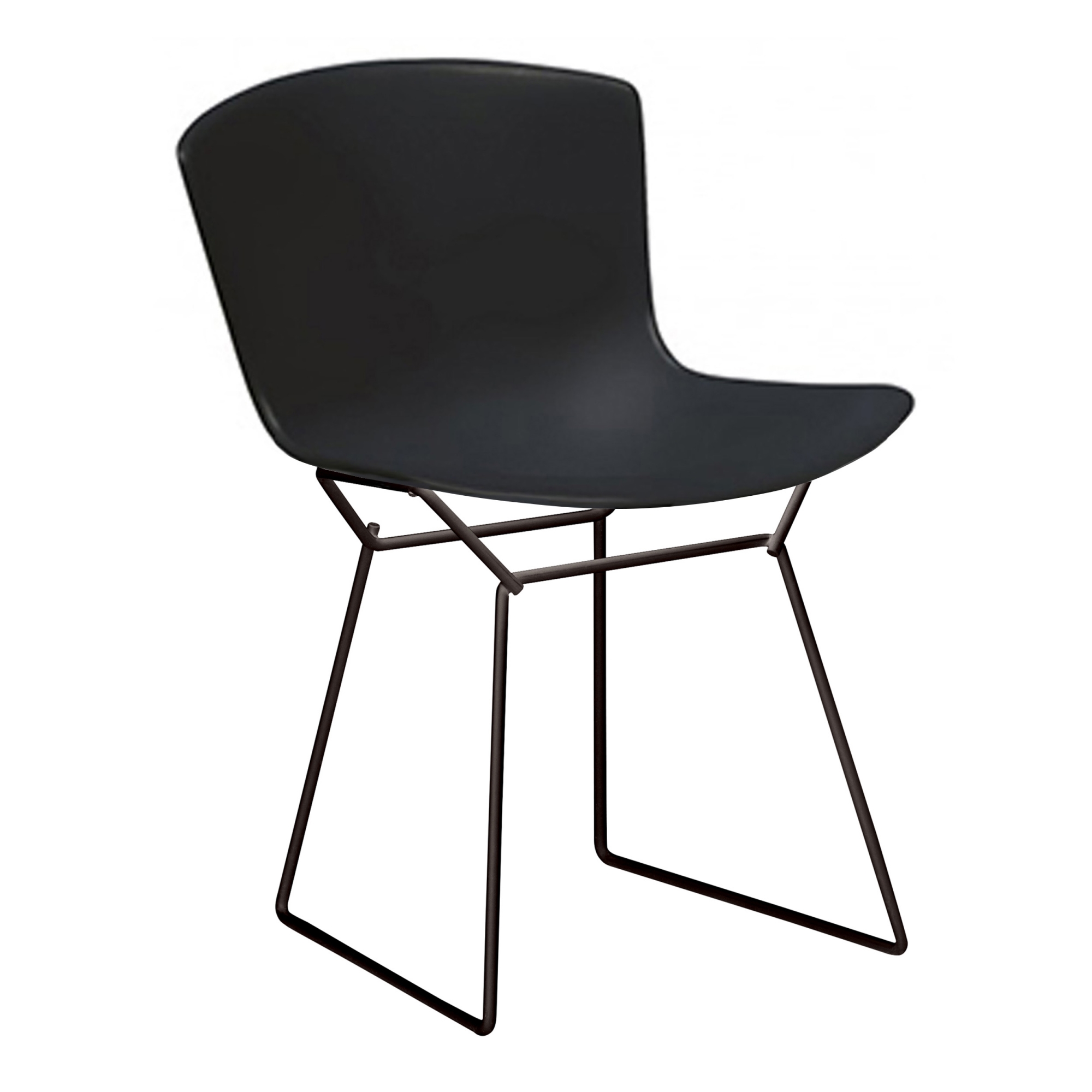 Knoll - Bertoia Plastic Side Chair, Svart underrede, Svart sits - Matstolar - Harry Bertoia - Svart - Metall/Plast