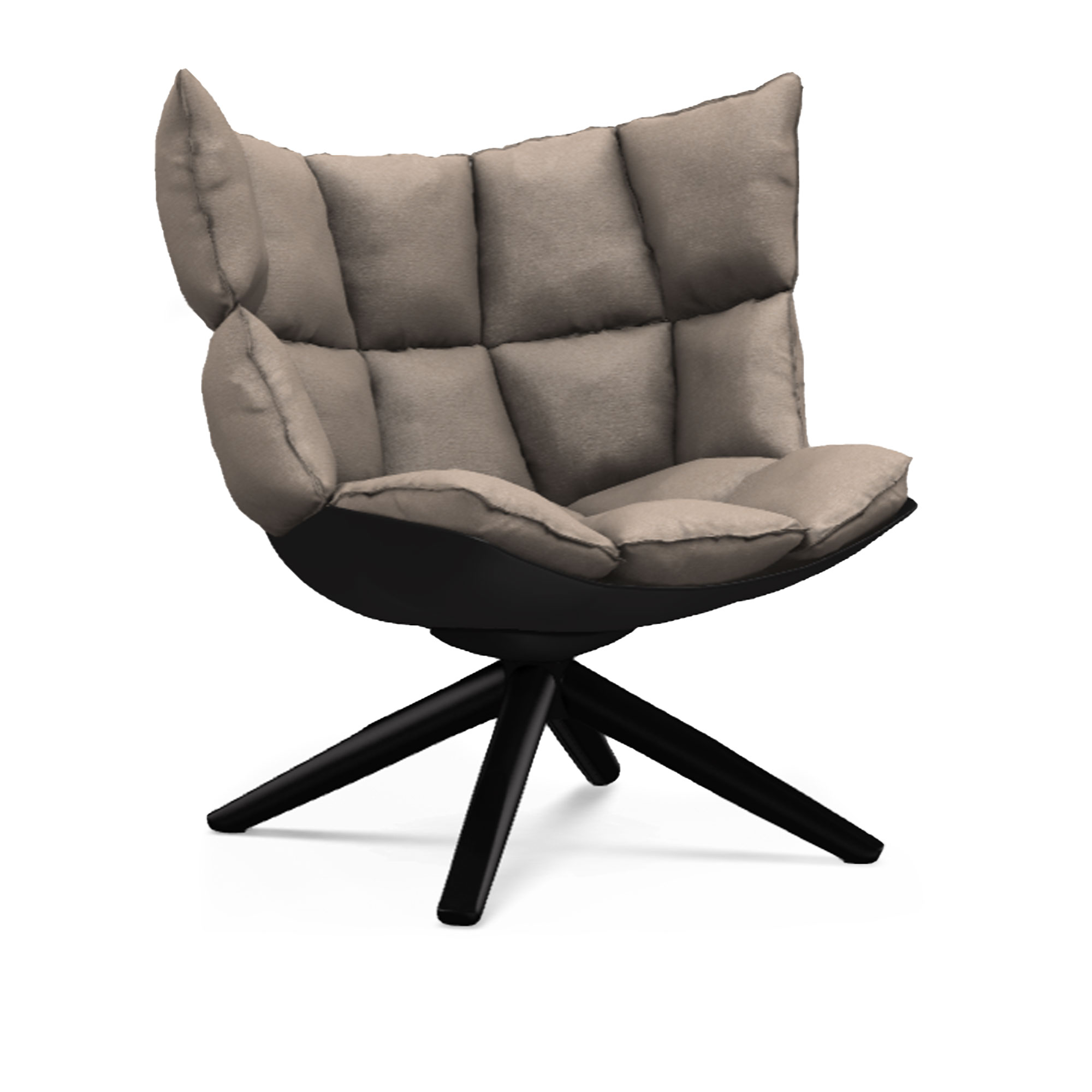 B&B Italia - Husk H2G Cat. Serie Sapri 102 Black shell, black painted metal - Snurrfåtöljer - Patricia Urquiola - Beige - Metall/Textilmaterial/Syntetiskt