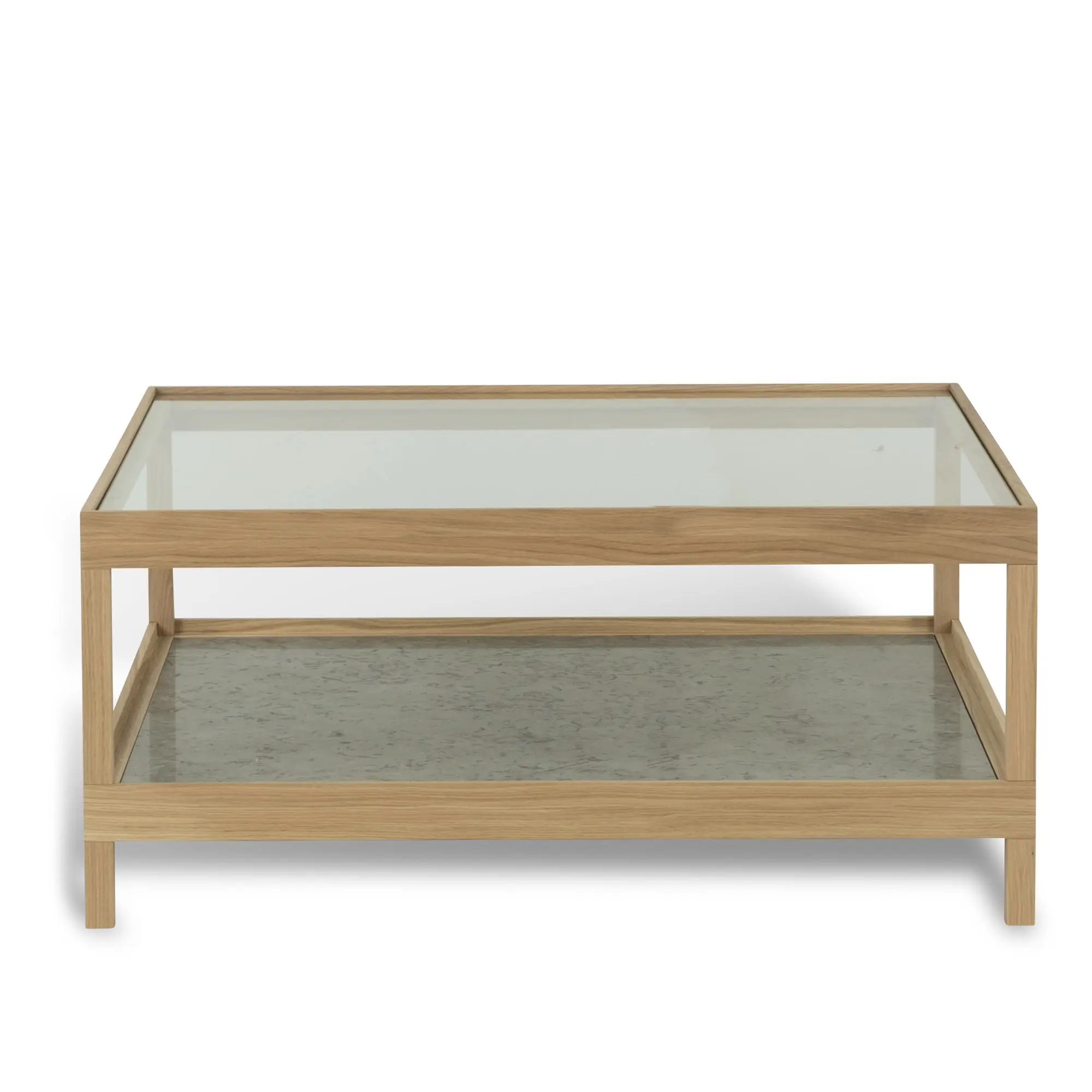 Ima salongbord 90 × 90 cm i hvitpigmentert mattlakkert eik/kalkstein