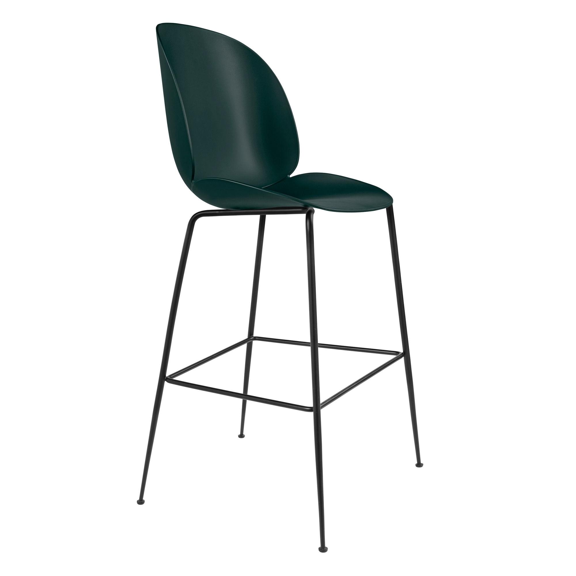 Gubi - Beetle Bar Chair Un-upholstered, Conic Base Black, Green Shell, - Barstolar & barpallar - GamFratesi - Grön - Metall/Plast