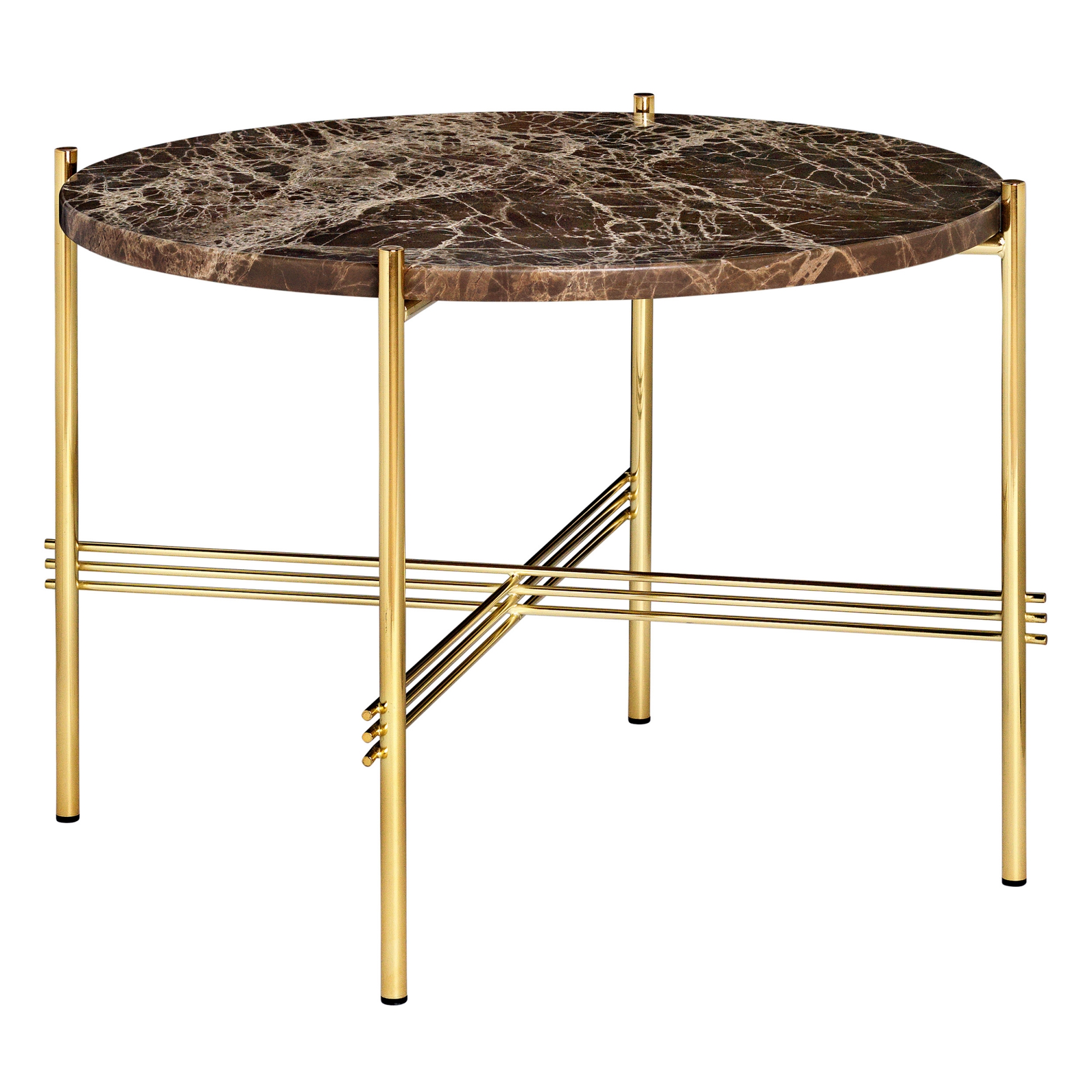 Gubi - TS Soffbord Ø 55 H. 41, Top: Marrone Emperador Marble, Base: Brass - Soffbord - GamFratesi - Brun - Metall/Sten