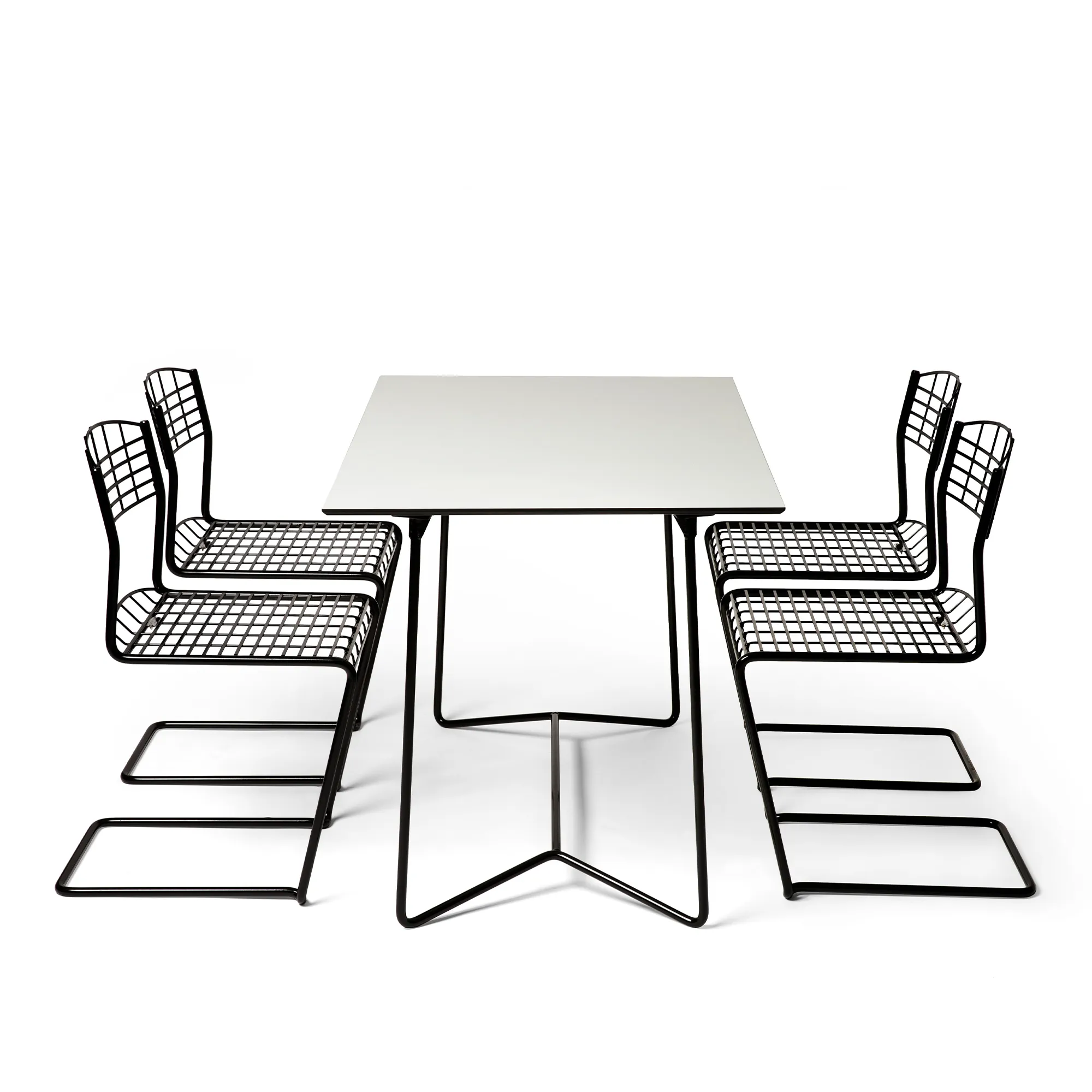High Tech matgrupp bord 110x70cm & 4 stolar