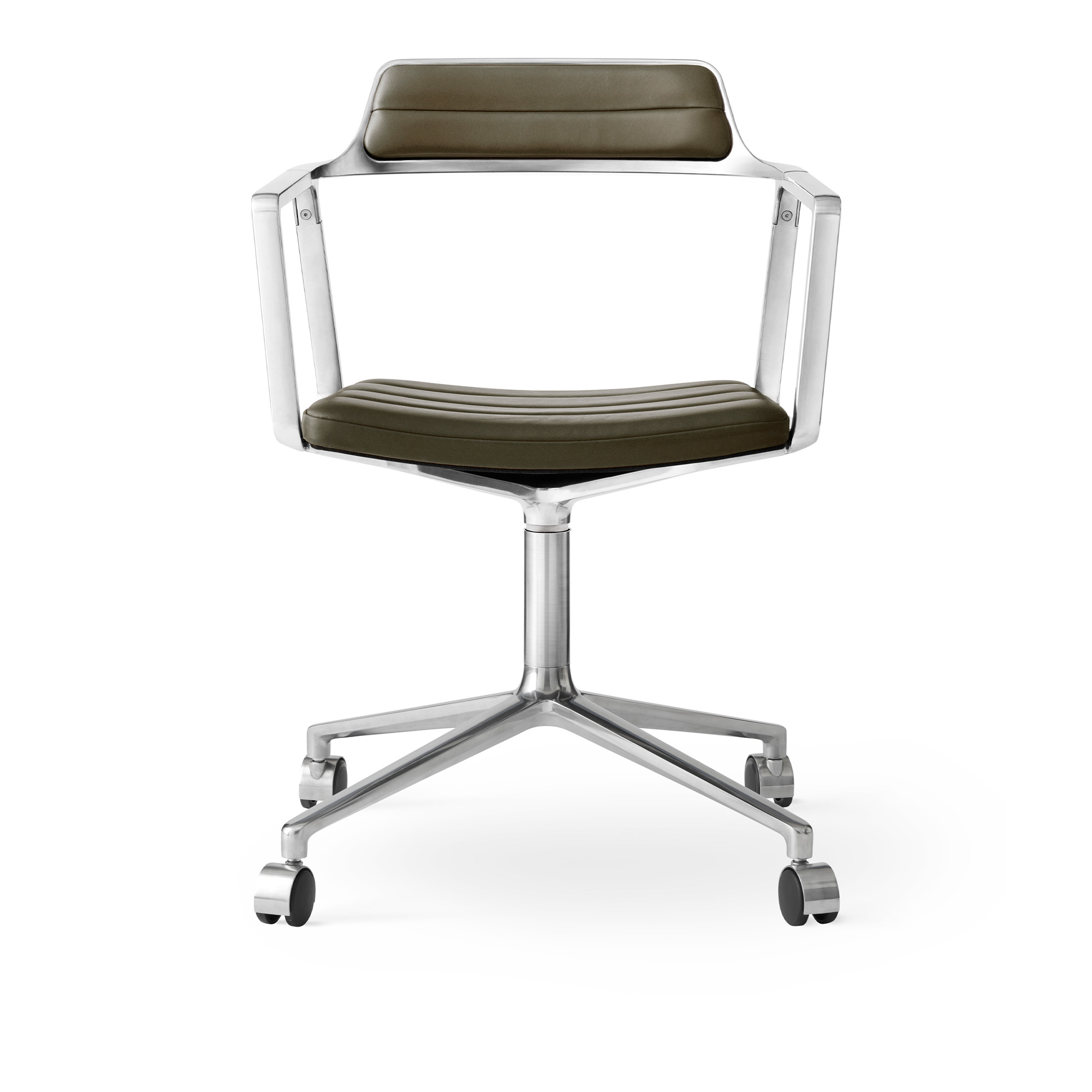 vipp - vipp452 kontorstol hjul polerad ram bosco green läder - kontorsstolar - grön