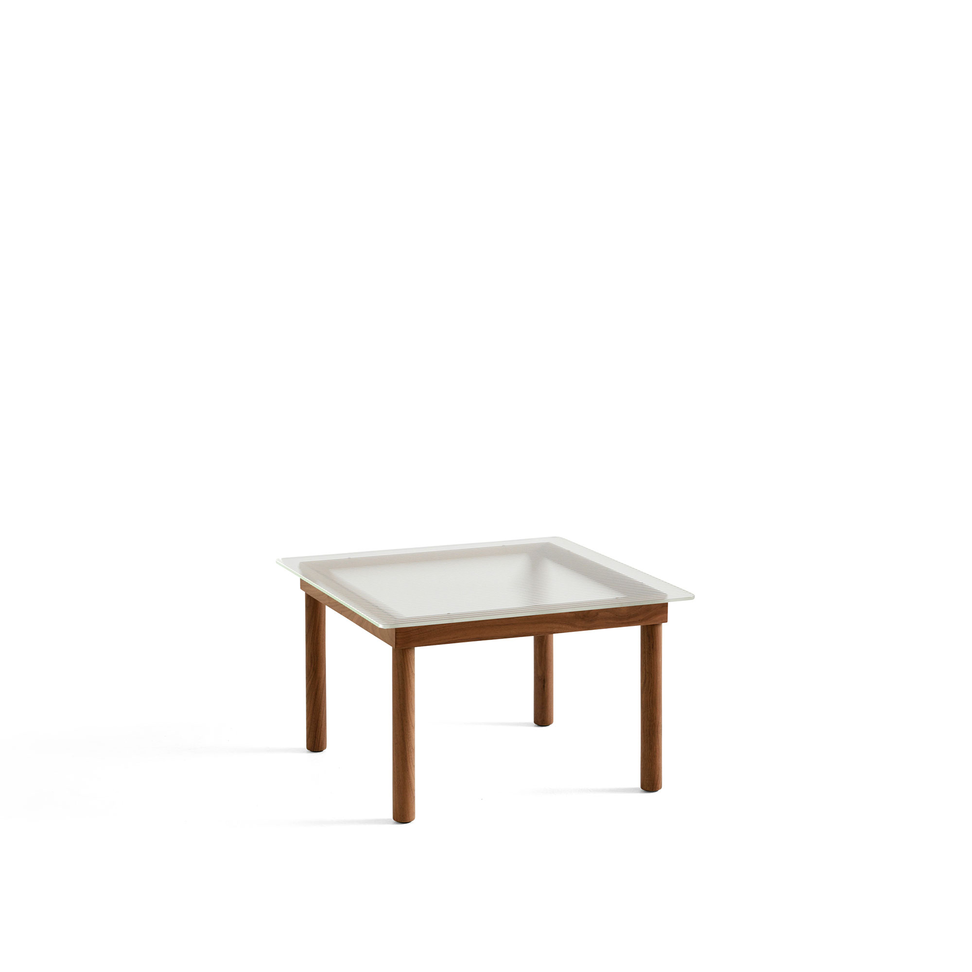 HAY - Kofi Water-Based Lacquered Walnut Frame W. Clear Reeded Glass Tabletop 60X60 - Soffbord - Martin Solem - Träfärgad - Glas/Trä