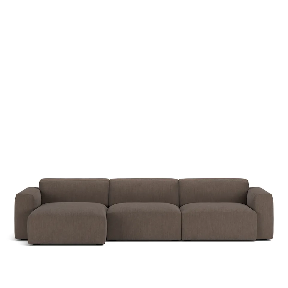 Brick 3-Seater Chaise Lounge Left Shadow Dark Brown Removable Upholstery