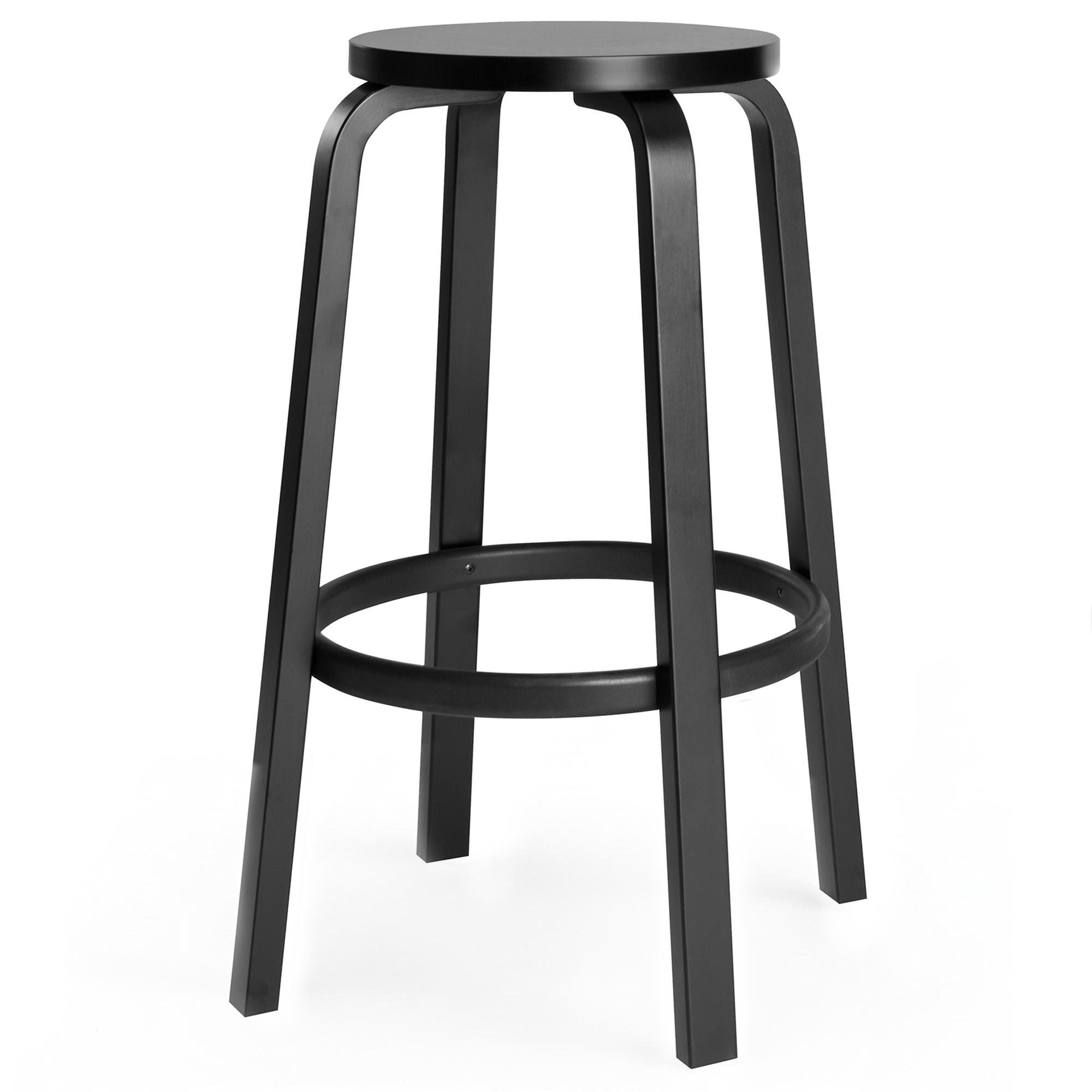 Artek - Barstol 64, 75 cm, Svartlackad bj&ouml;rk - Barstolar - Alvar Aalto - Svart - Tr&auml;