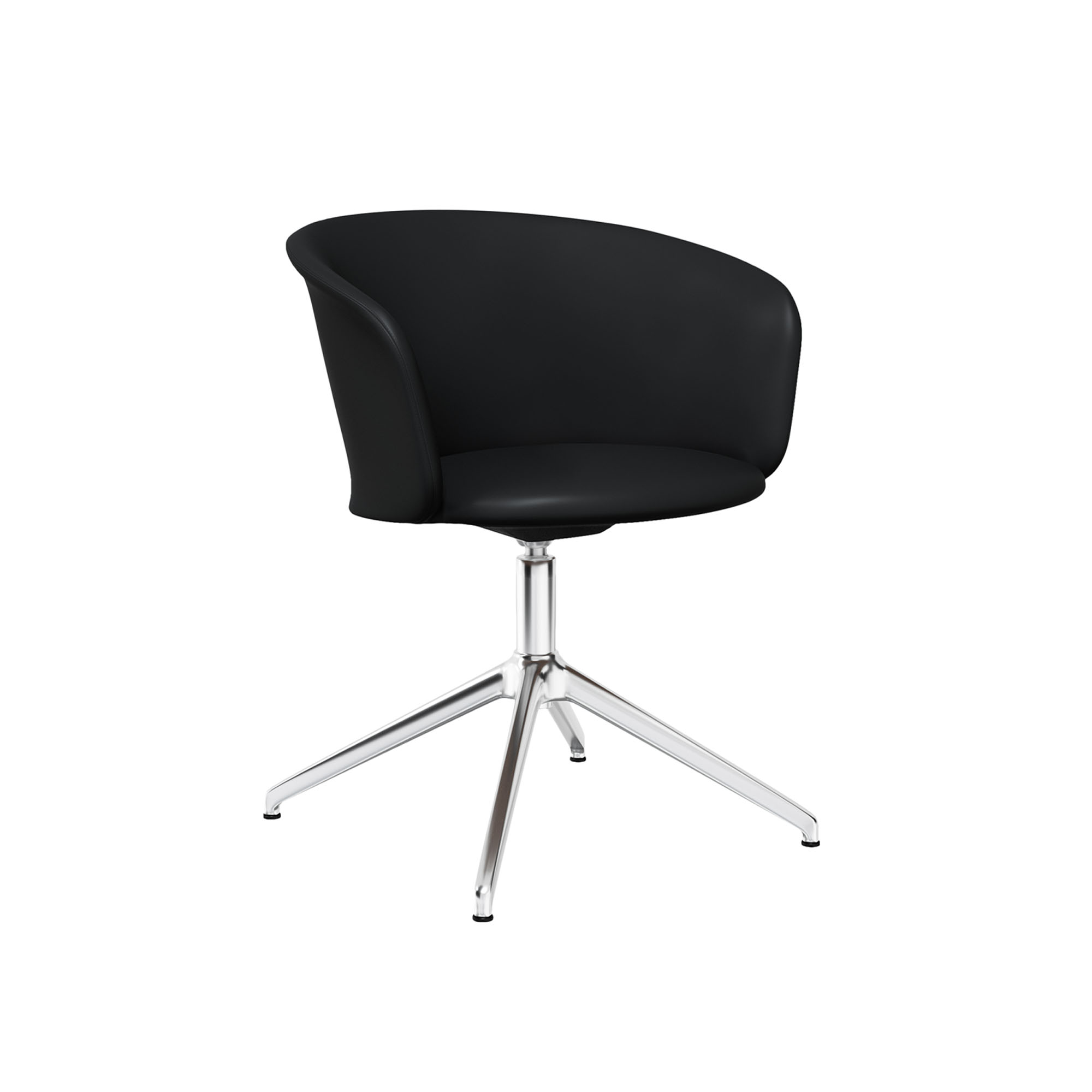 HEM - Kendo Swivel Chair 4-star Return - Black Leather/Polished - Skrivbordsstolar - LucidiPevere - Svart - Metall/Trä/Syntetiskt/Skum/Ull