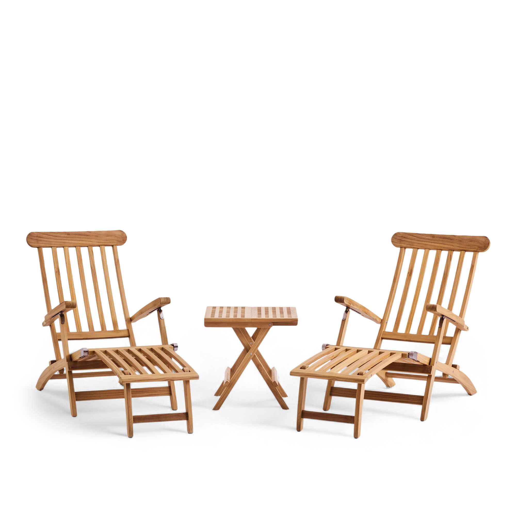 huseby - 2 x midsummer outdoor deck chair & midsummer square outdoor side table - loungegrupper utomhus