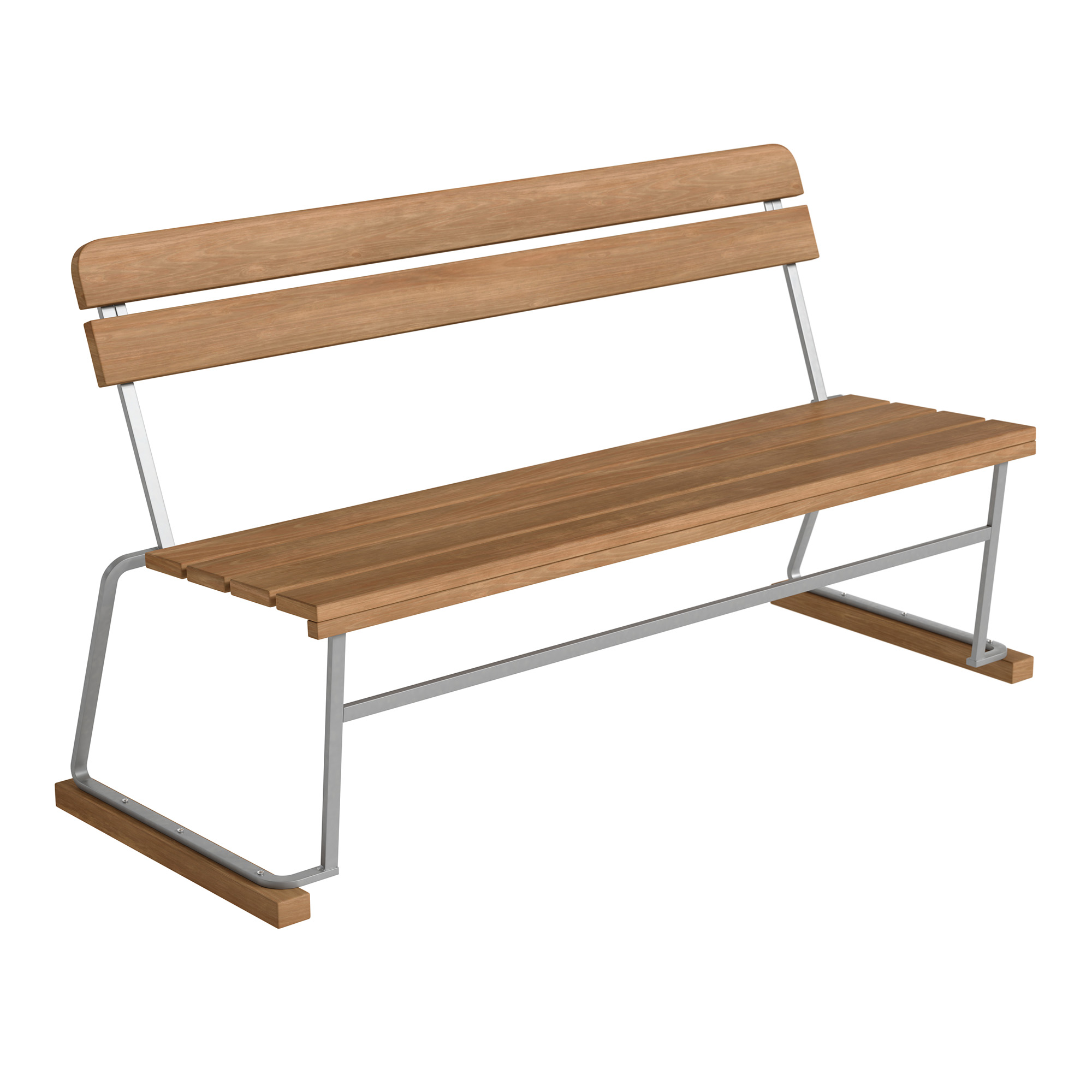 Grythyttan Stålmöbler - Sofa 3 Untreated Teak With Hot Galvanized Steel Base - Trädgårdsbänkar - Träfärgad - Metall/Trä | Utemöbler - Utestolar - Trädgårdsbänkar | Möbelexperten