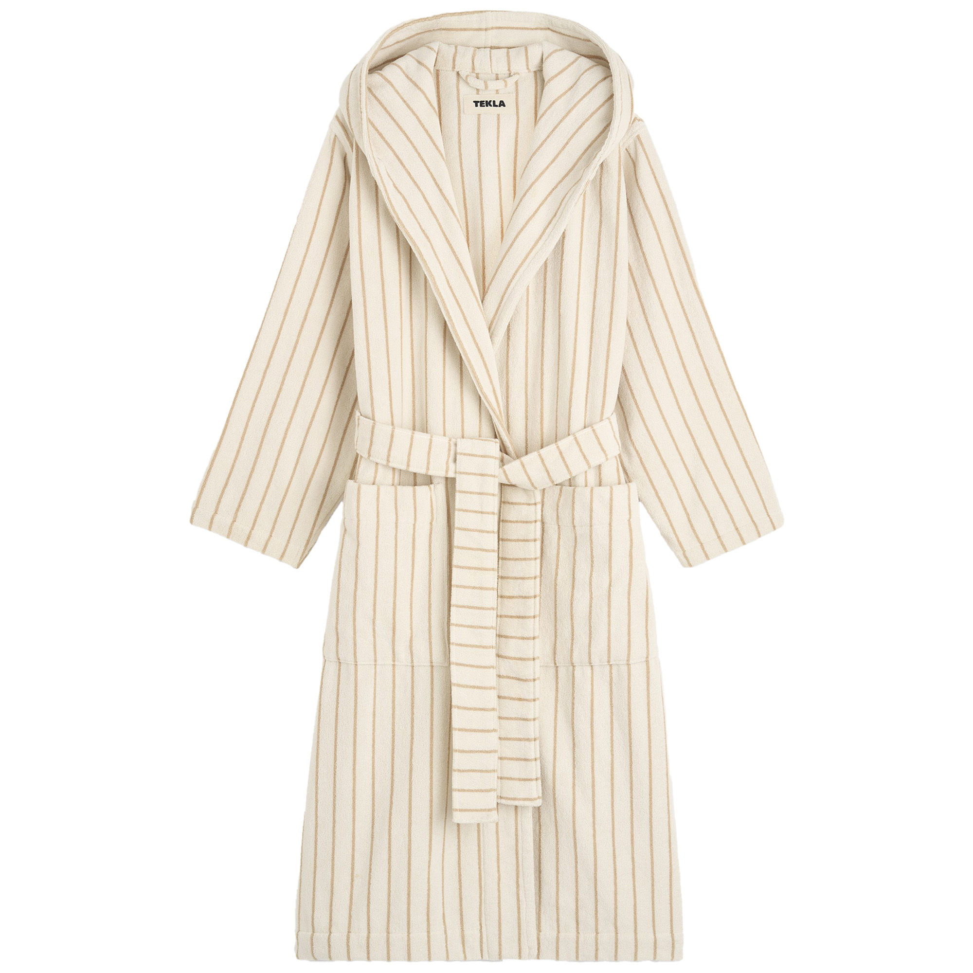 Tekla - Hooded Bathrobe Striped, Medium, Sienna Stripes - Badrockar | Textilier - Badrumstextilier - Badrockar | Möbelexperten