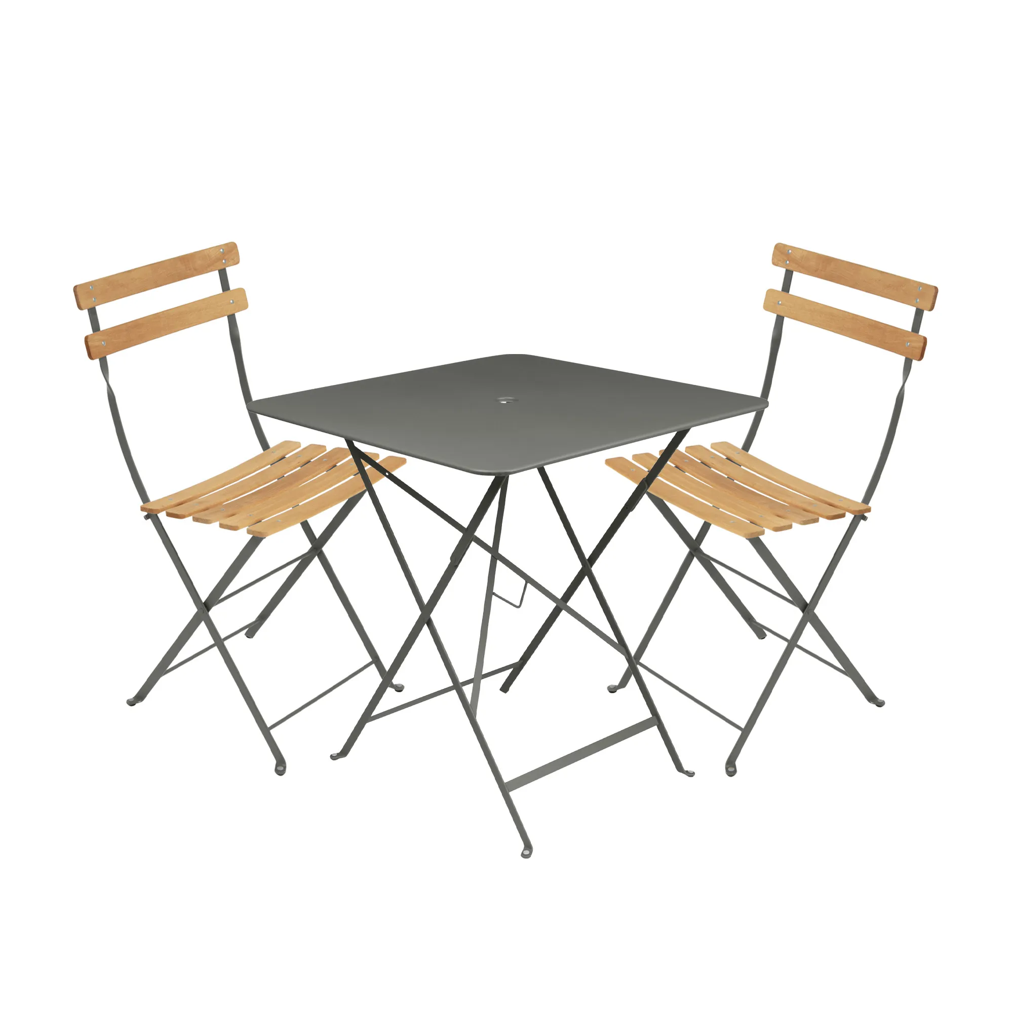 Bistro matgrupp bord 71cm & 2 trä stolar