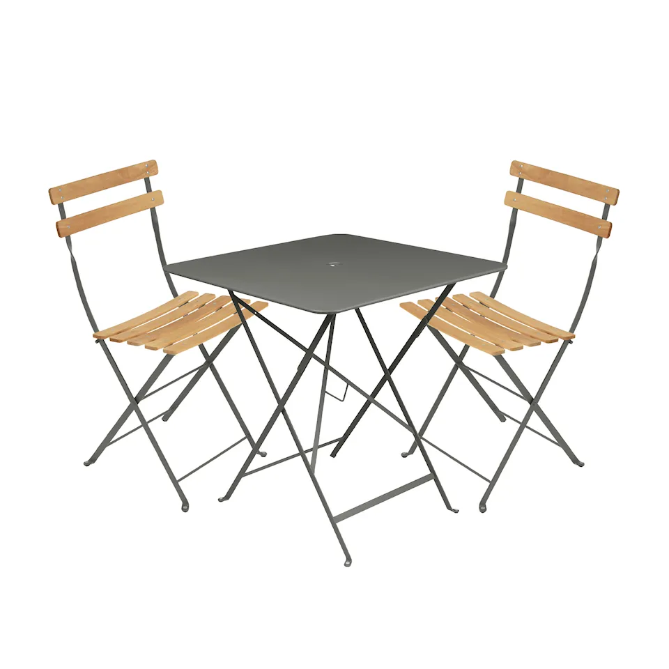 Bistro matgrupp bord 71cm & 2 trä stolar
