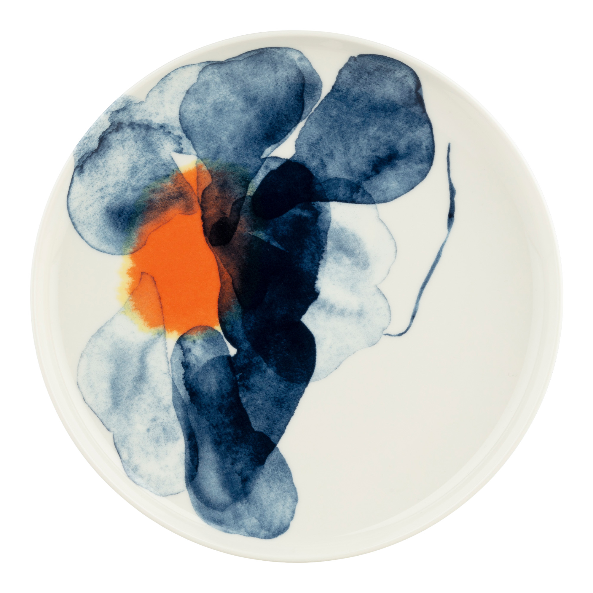 Marimekko - Valssi Plate 25 cm White Blue Orange - Mattallrikar - Sami Ruotsalainen | Servering - Servis - Mattallrikar | Möbelexperten